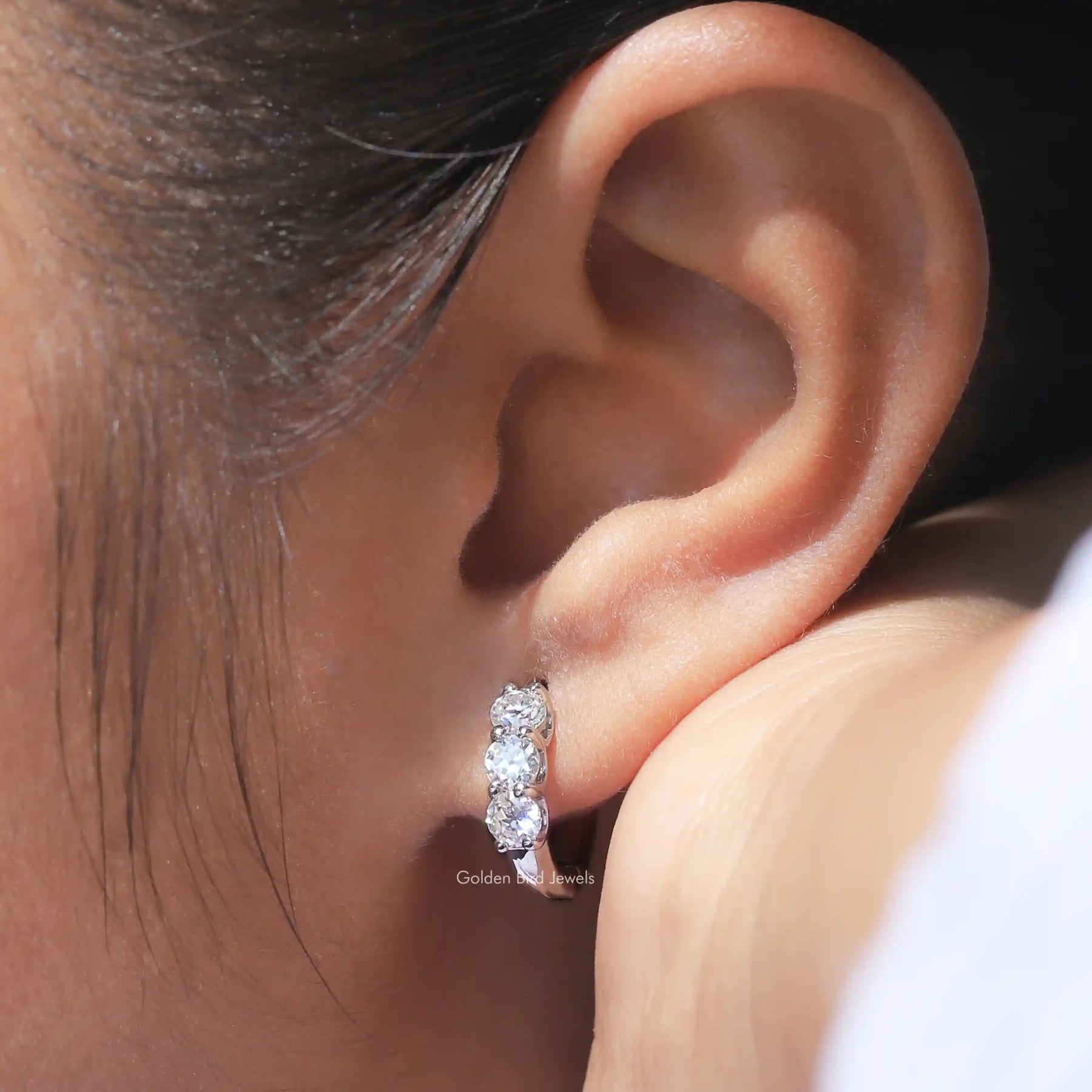 OEC Round Moissanite Hoop Earring