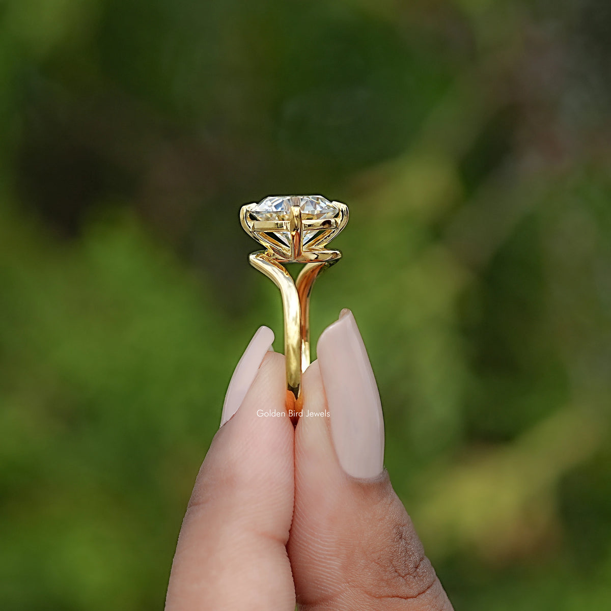 Side View of Old European Cut Round Moissanite Bypass Ring Ring