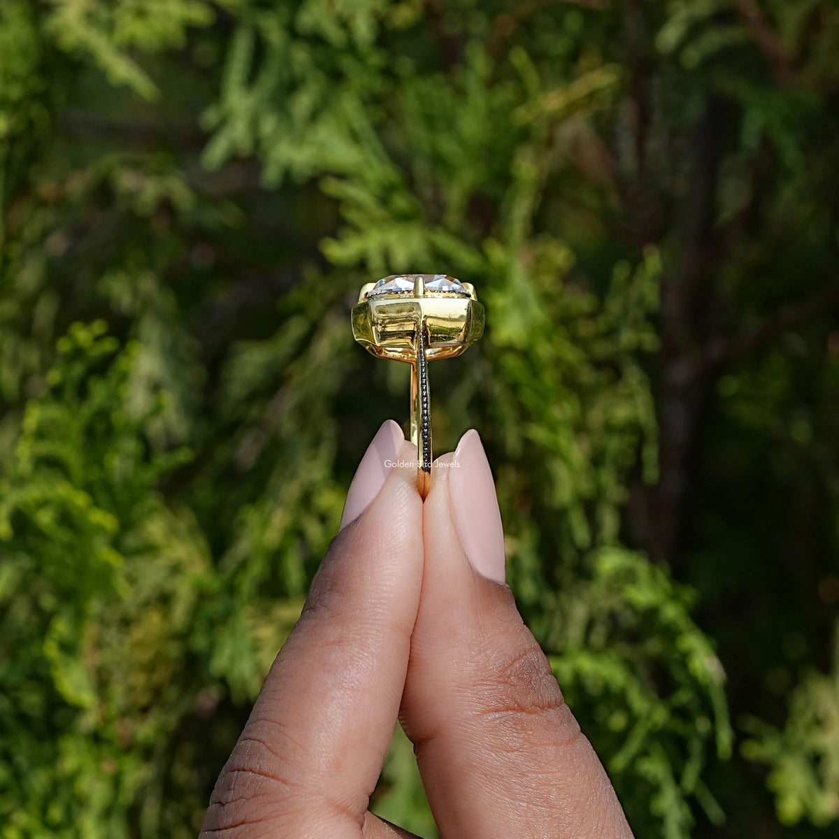 Moissanite Old Mine Cushion Milgrain Engagement Ring