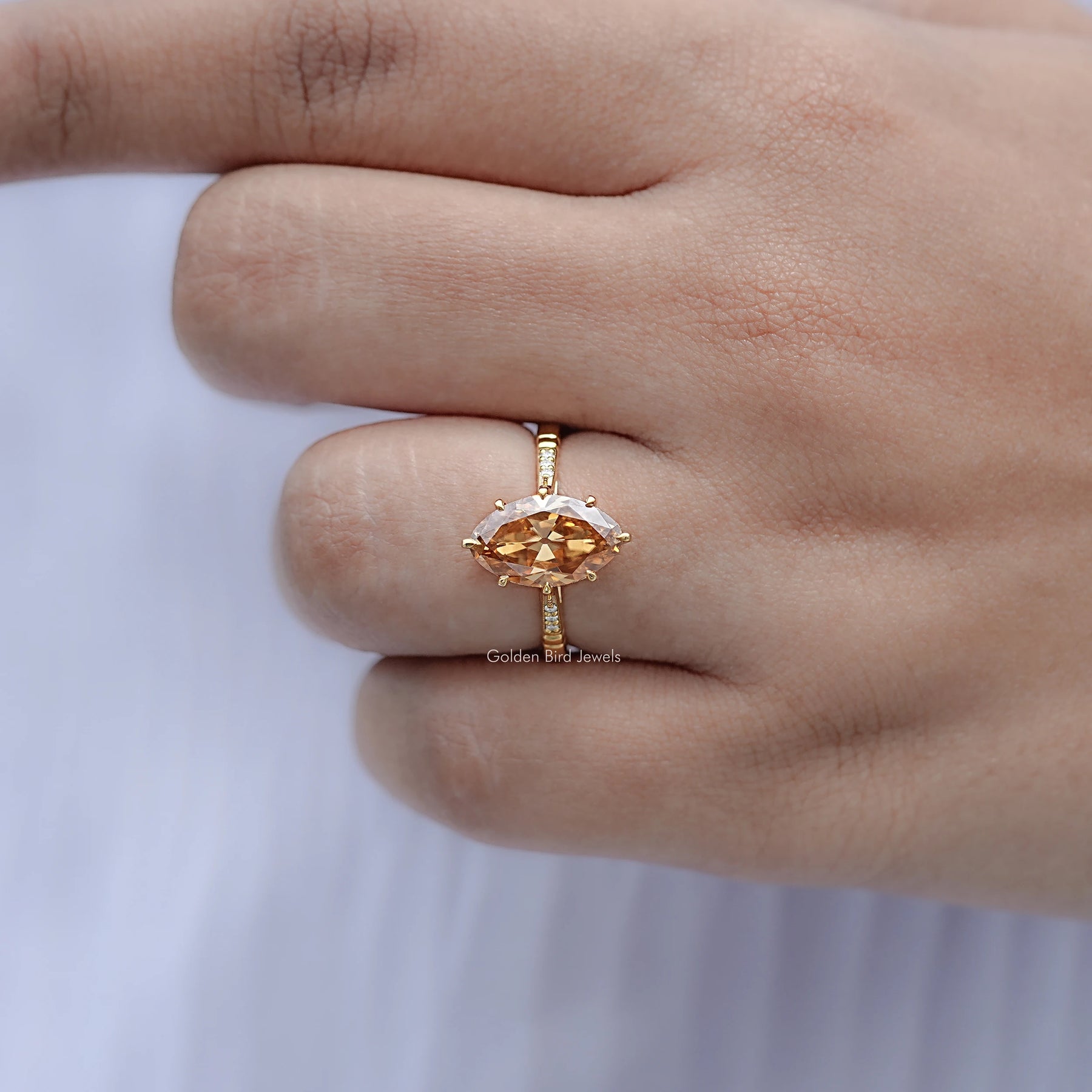 Old Mine Moval Moissanite Accent Stone Ring