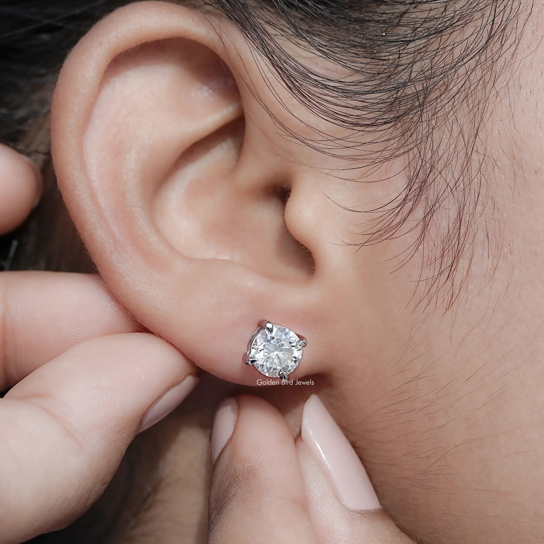 Round Cut Moissanite Stud Earrings