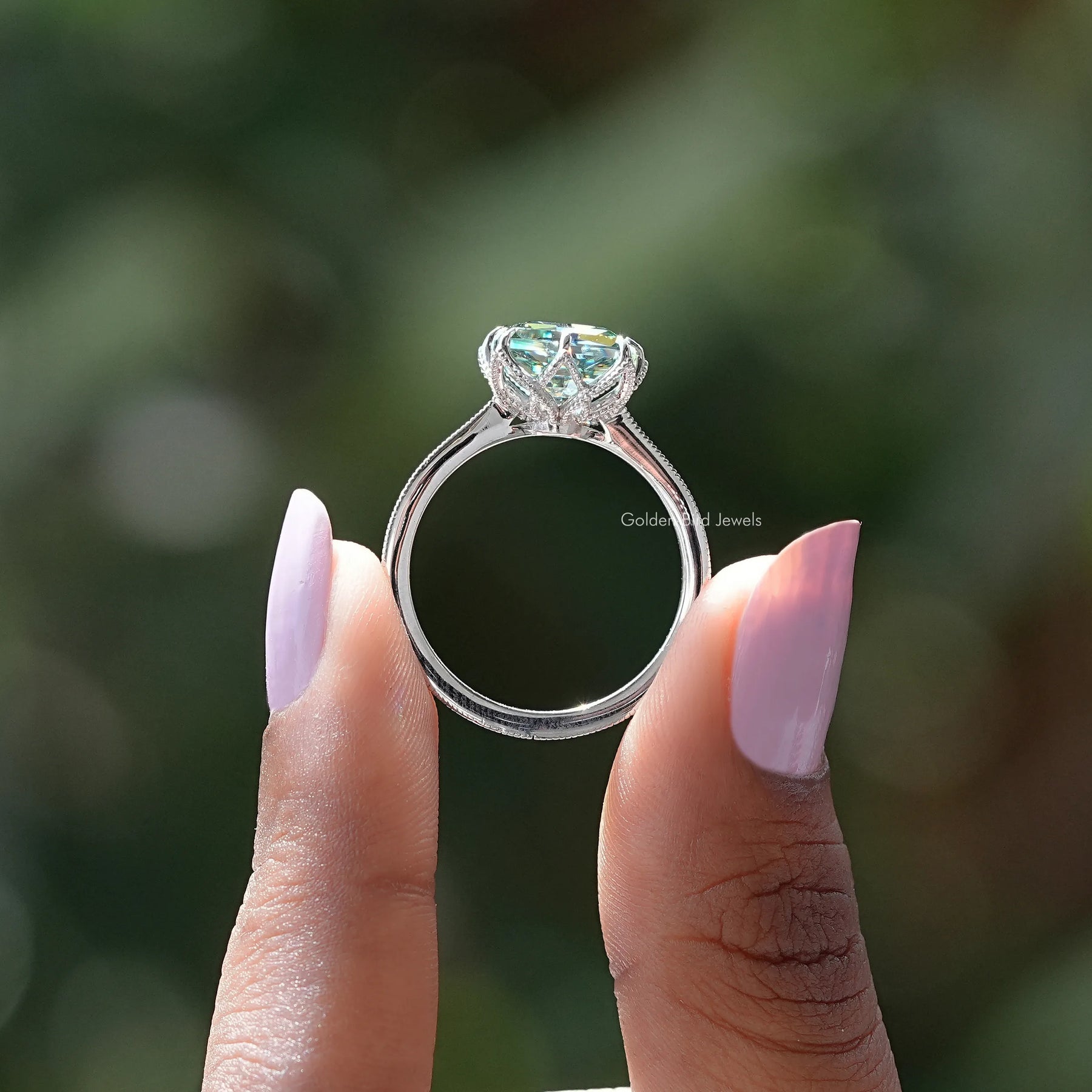 Step Cut Cushion Moissanite Solitaire Ring