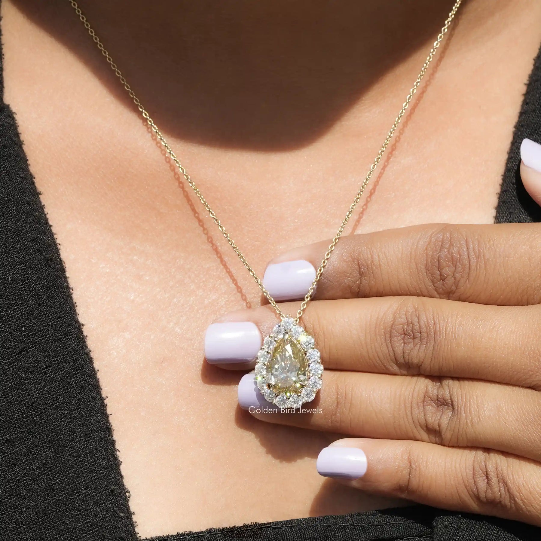 View of moissanite pendant for women