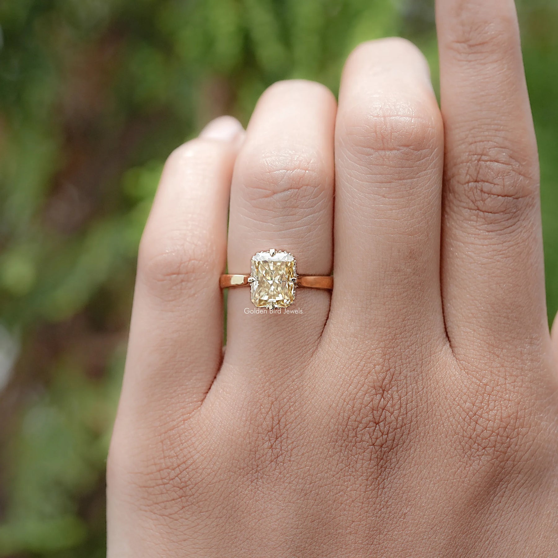 Yellow Radiant Cut Moissanite Engagement Ring