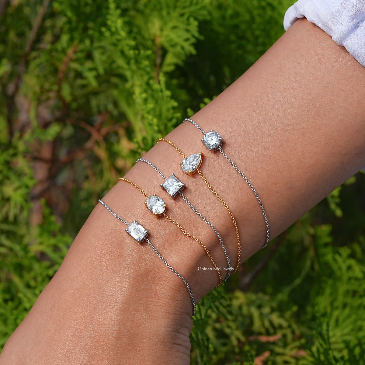 In hand view of multi diamond chain bracelet