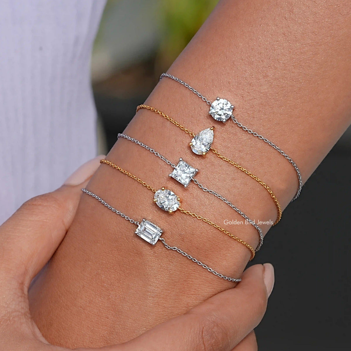 View of multi shaped diamond chain Bracelet