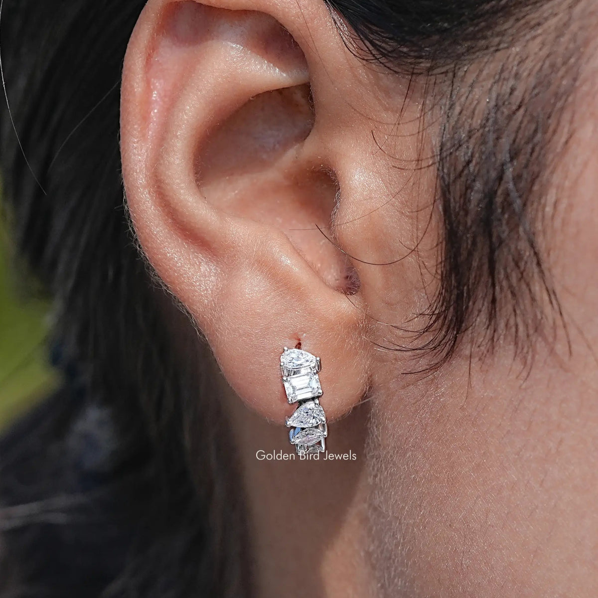 Multi Shaped Lab Diamond Huggie Hoop Earrings