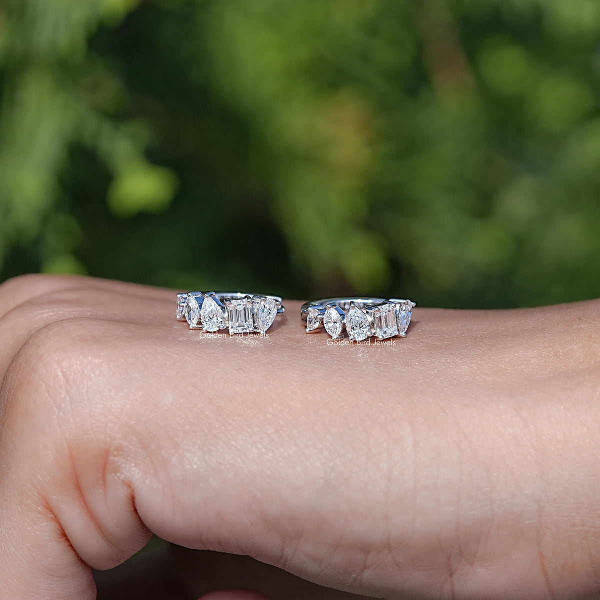 Multi Shaped Lab Diamond Huggie Hoop Earrings