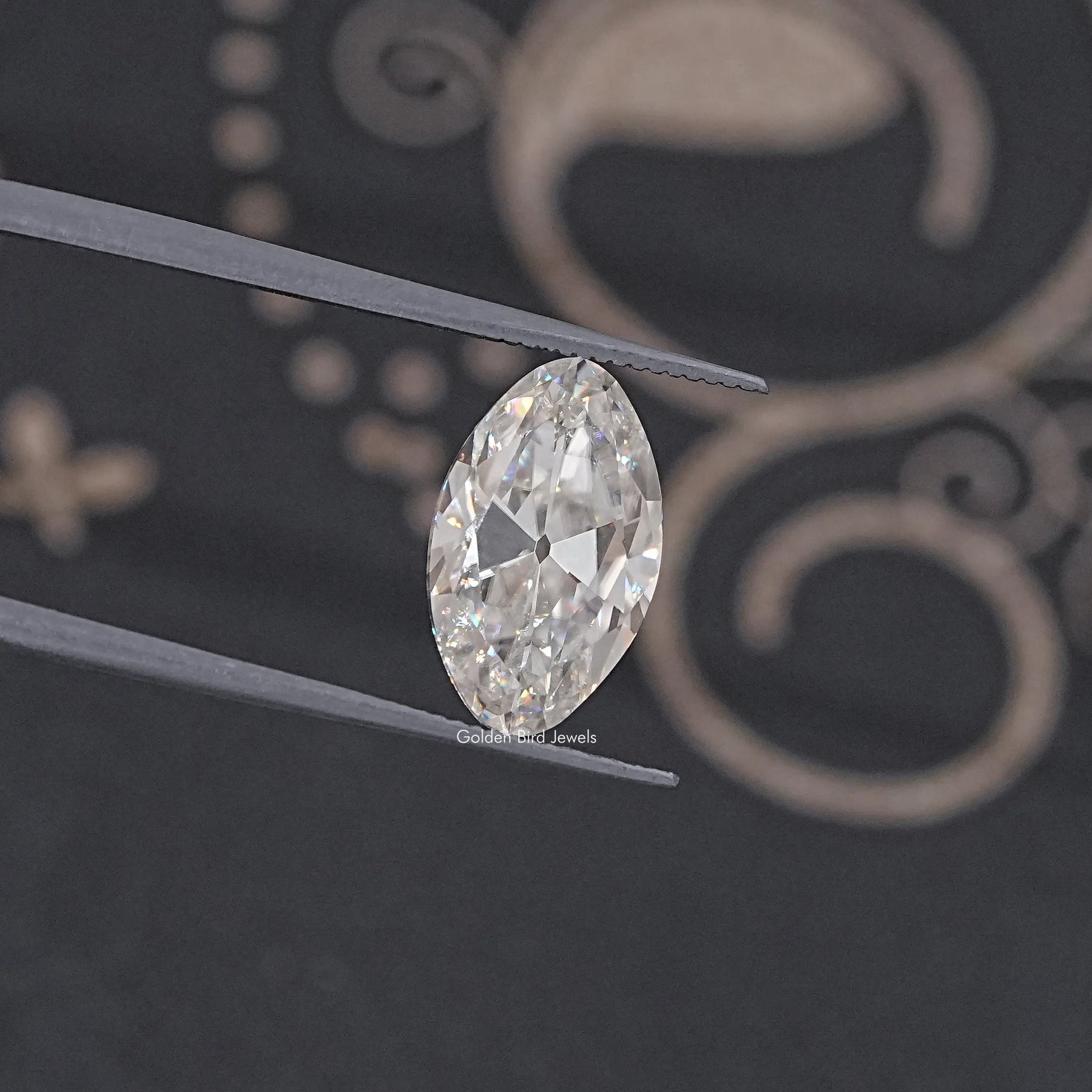 Detailed View Of Old Mine Moval Cut Loose Moissanite Stone