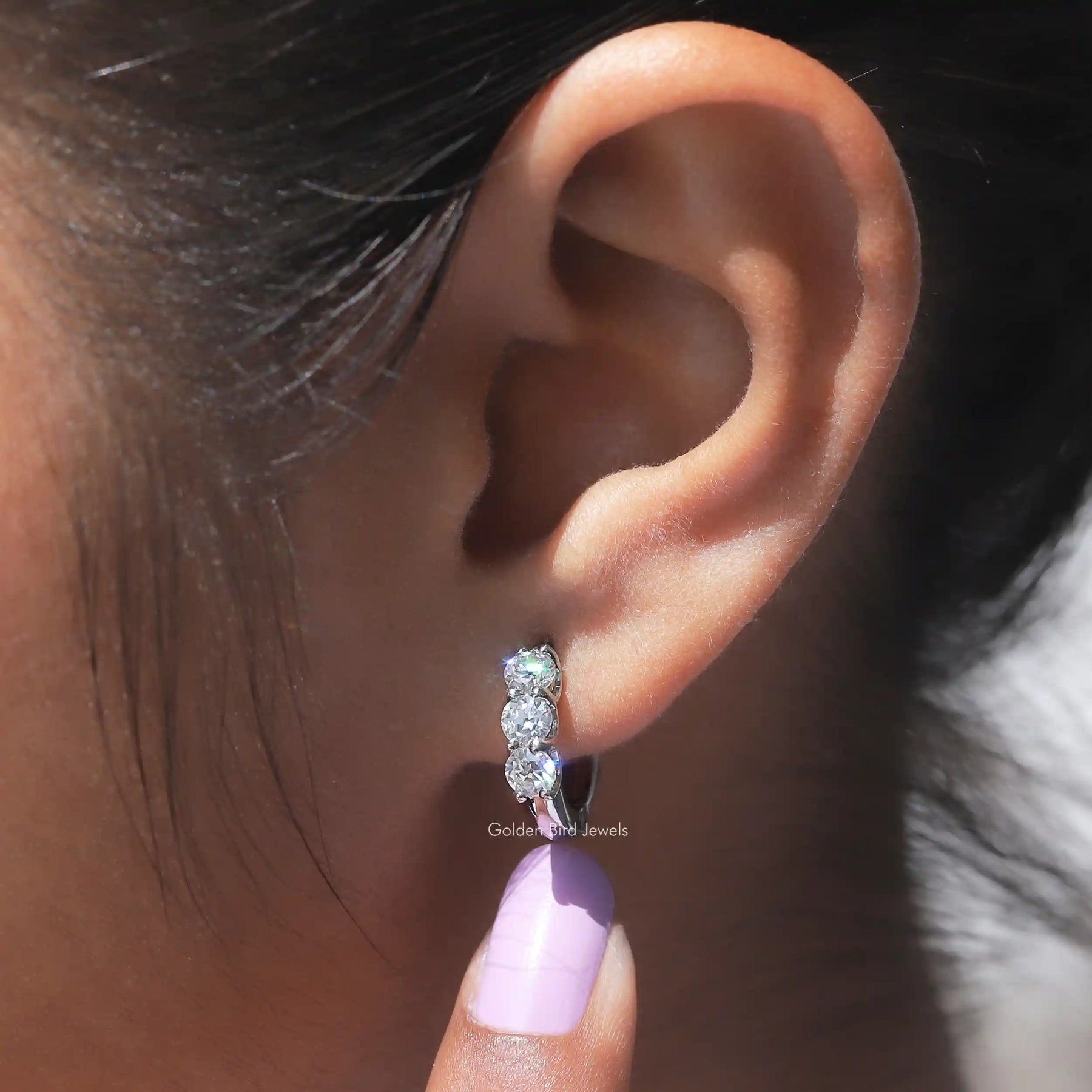 OEC Round Moissanite Hoop Earring