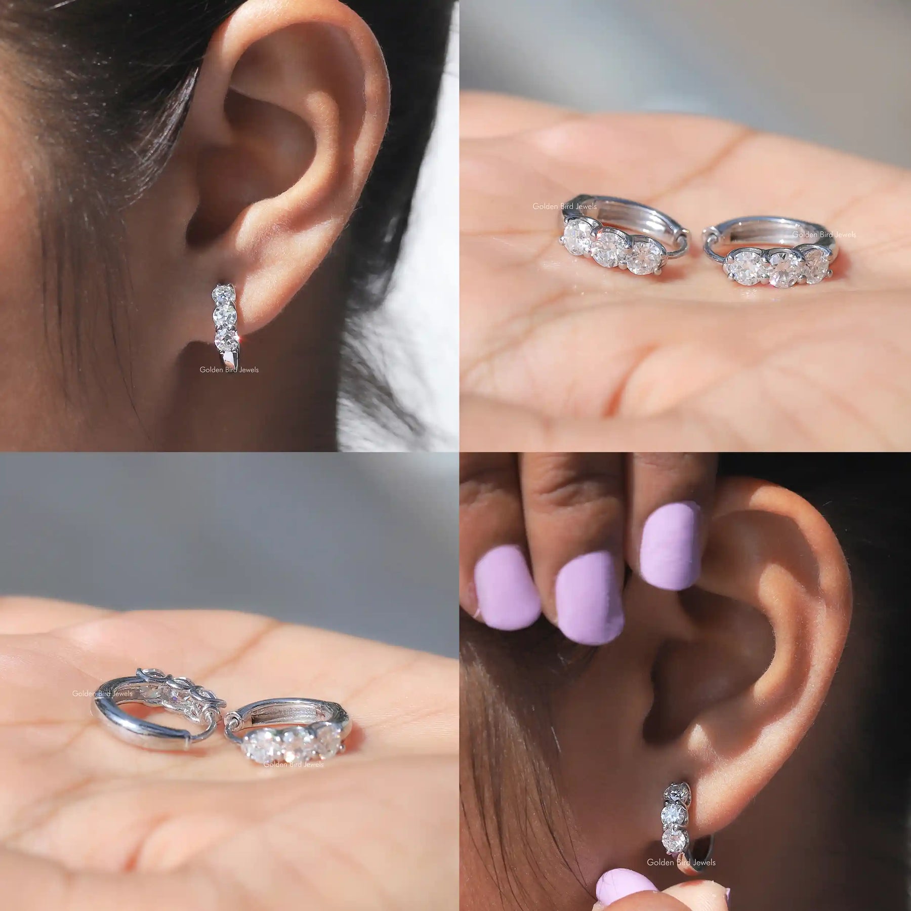 OEC Round Moissanite Hoop Earring