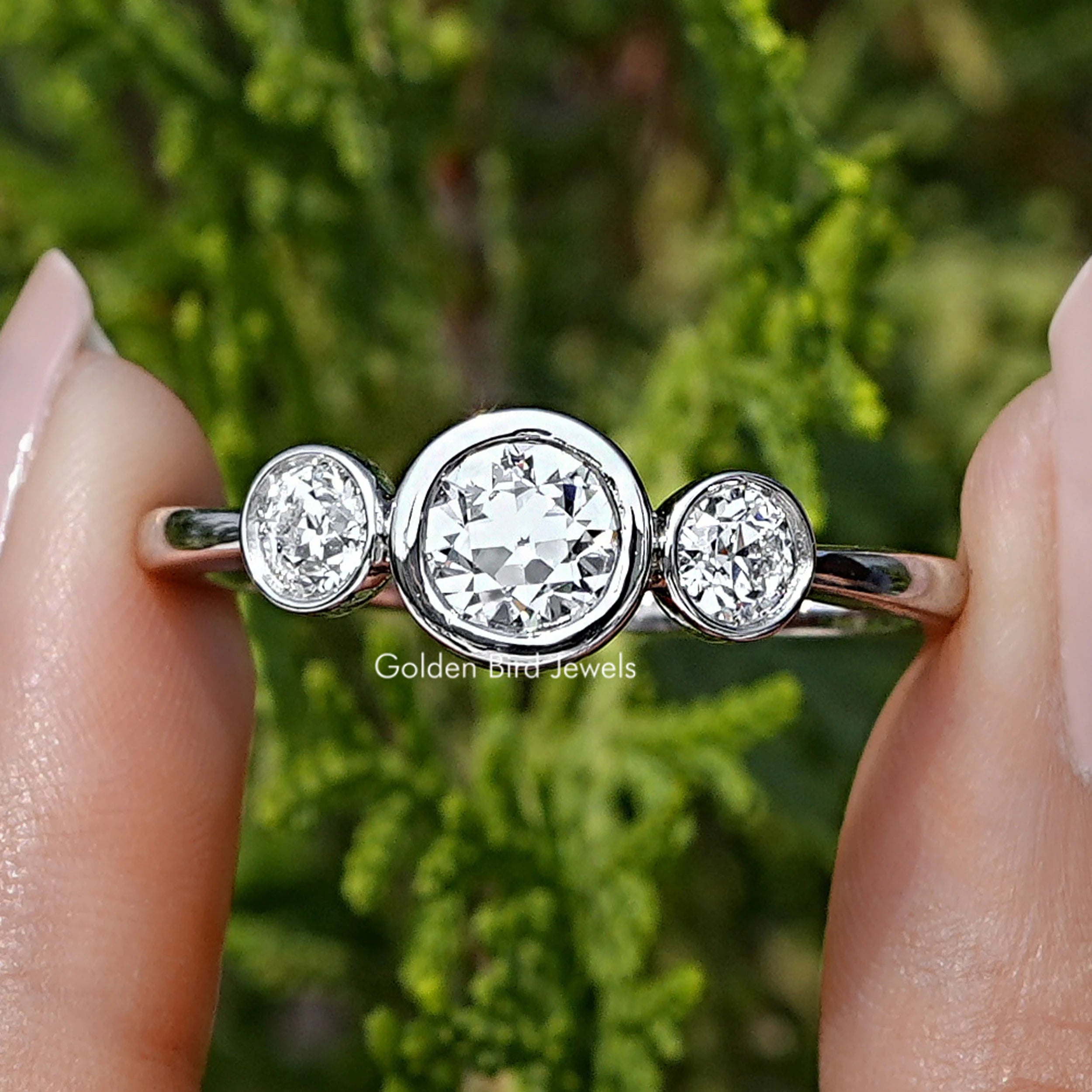 thumbnail image 2 of Handmade Sterling Silver 3-Stone Designer Ring Setting - Pre-notched For 8x6 & 6x4mm Ovals 2 of 5