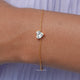 Close up View of Heart Shaped Diamond Solitaire Chain Bracelet