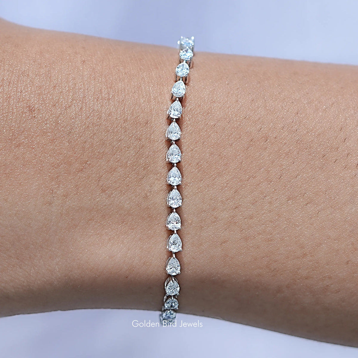 View Of Pear Cut Lab Diamond Tennis Bracelet