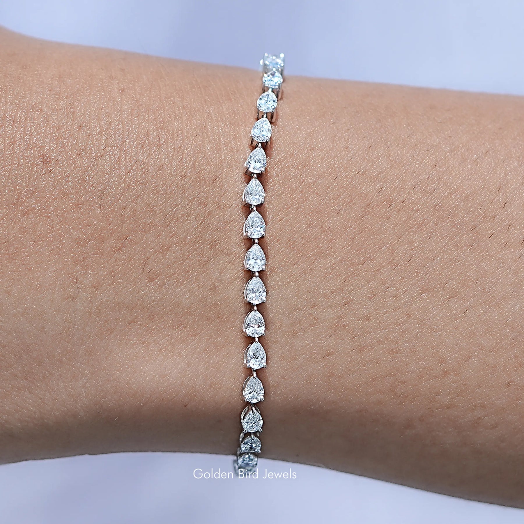 View Of Pear Cut Lab Diamond Tennis Bracelet