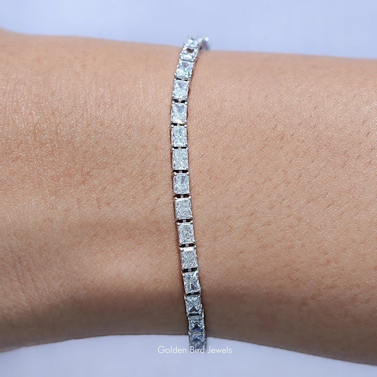 View Of Radiant Cut Lab Grown Diamond Tennis Bracelet