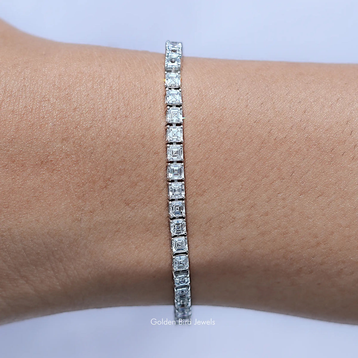 View Of Asscher Cut Lab Grown Diamond Tennis Bracelet