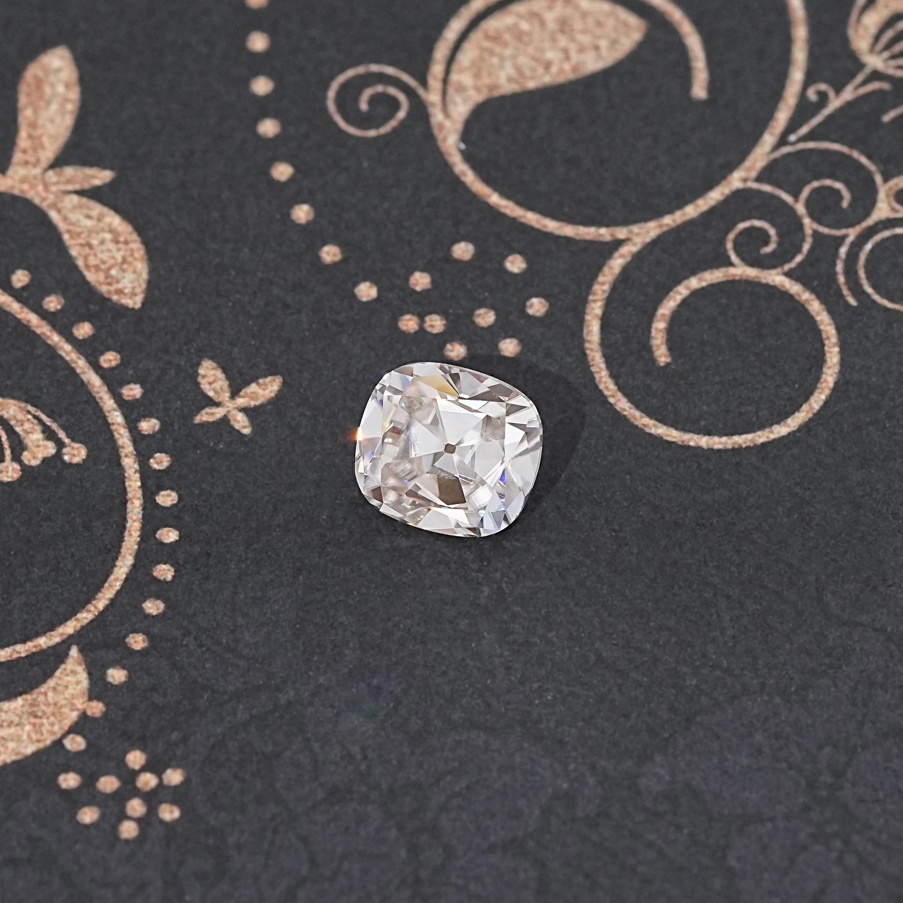 Front View Of Old Mine Cushion Cut Loose Moissanite Stone