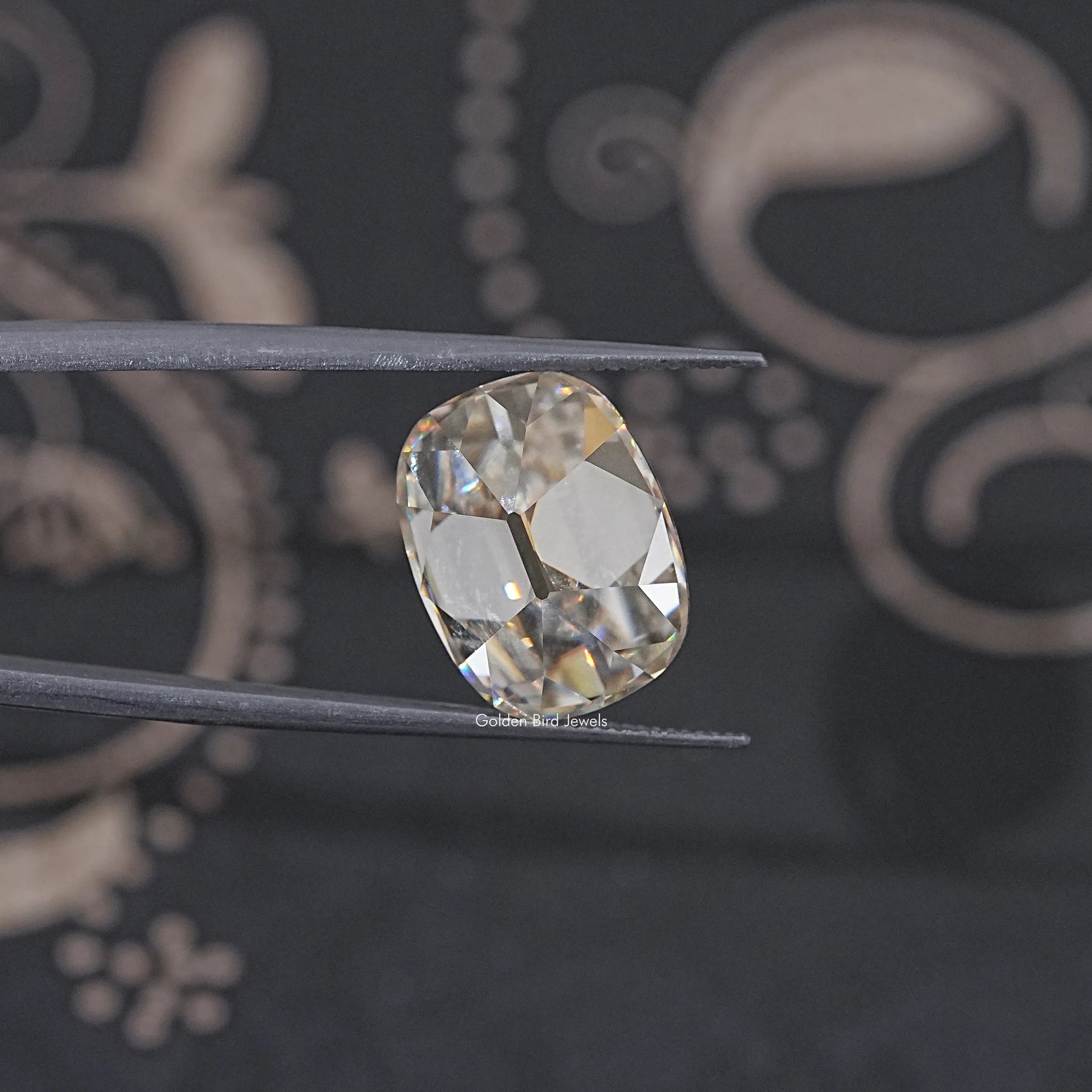 Off White Old Mine Cushion Cut Loose Moissanite