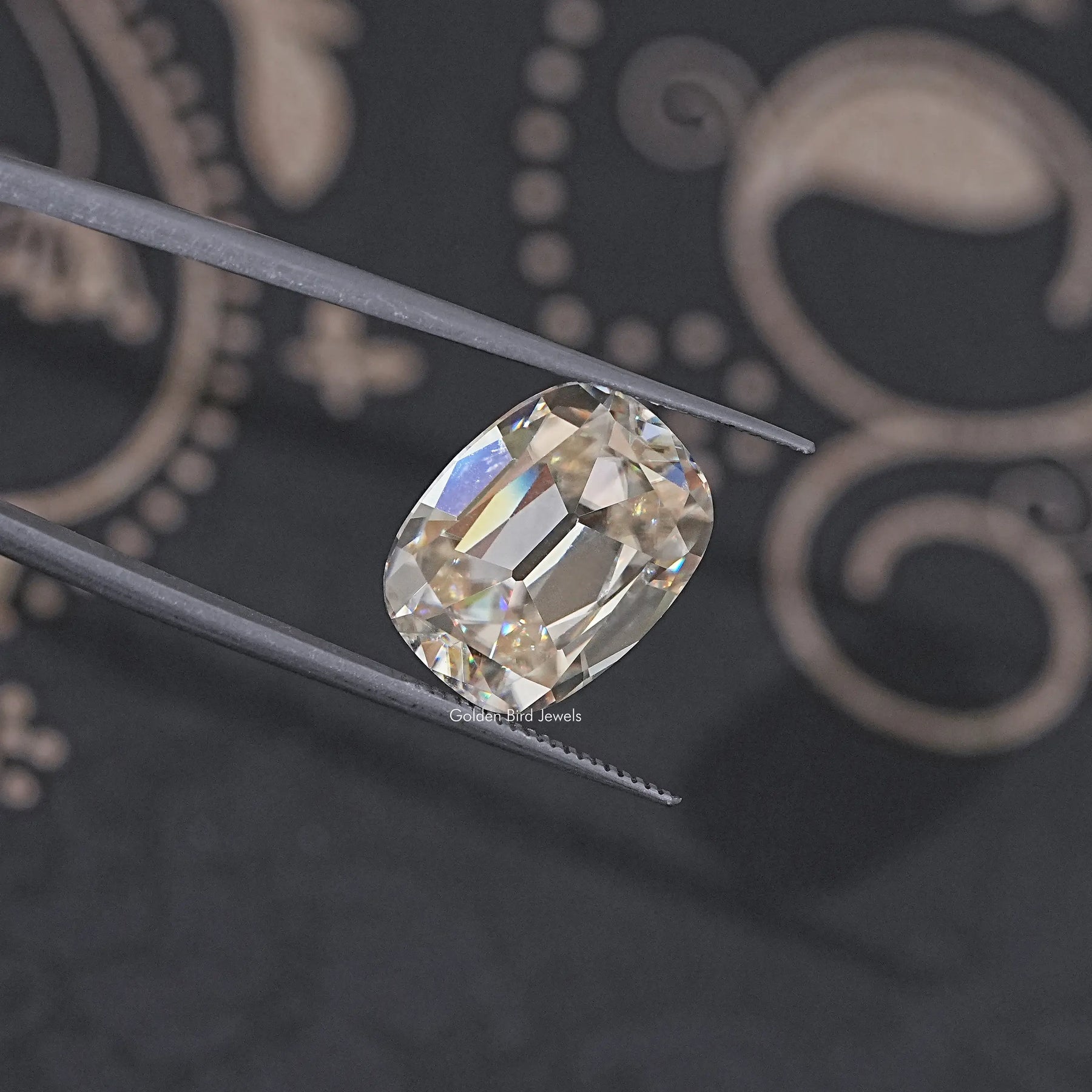 Off White Old Mine Cushion Cut Loose Moissanite