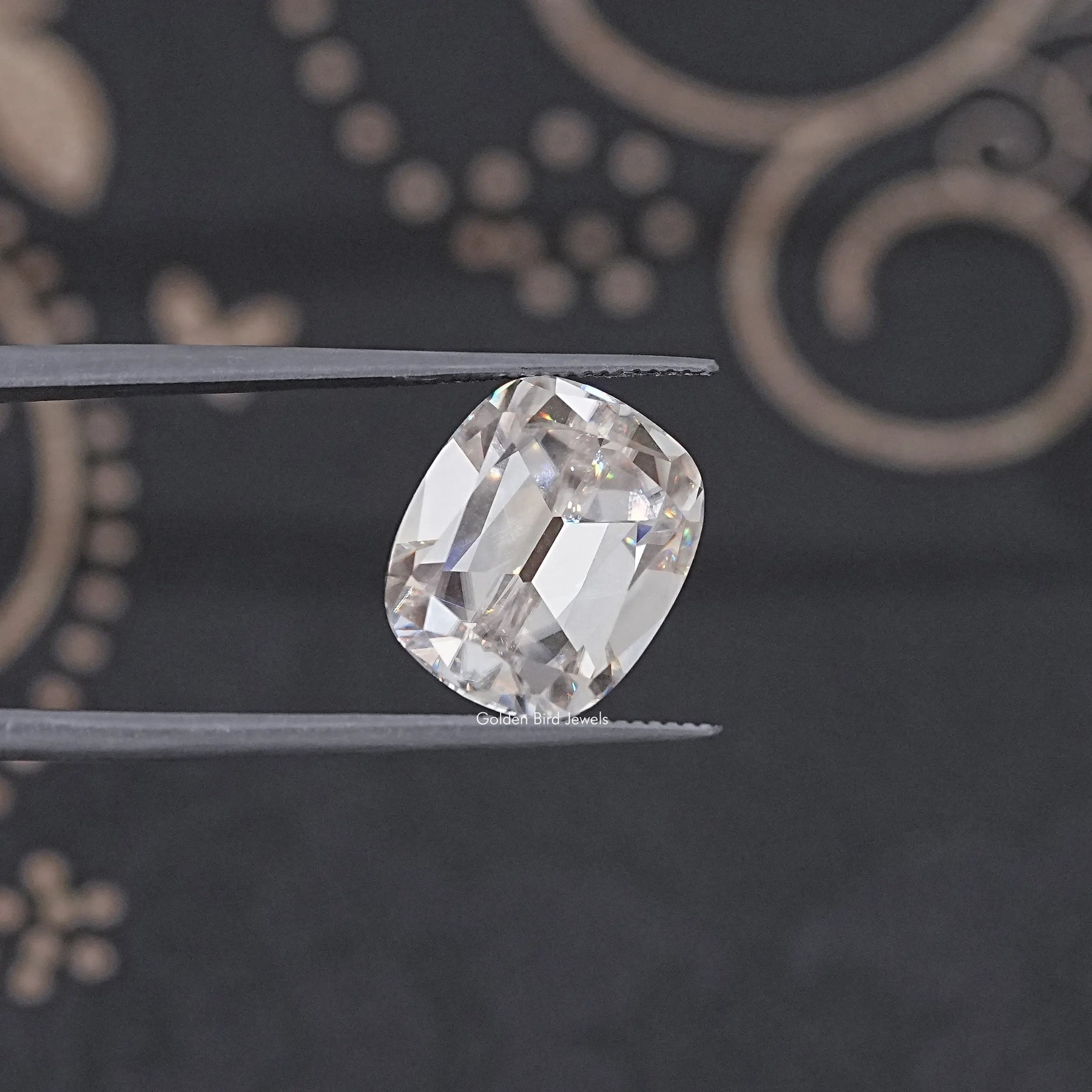 Front View Of Old Mine Cushion Cut Loose Moissanite Stone