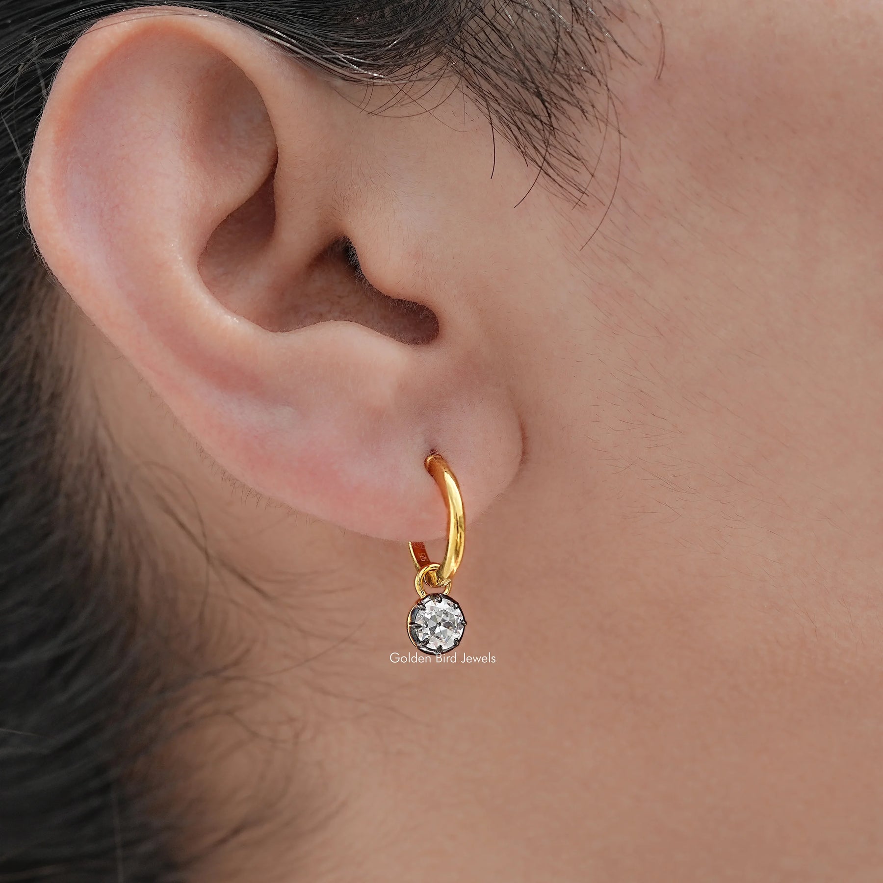 Old European Cut Round Moissanite Dangle Earrings
