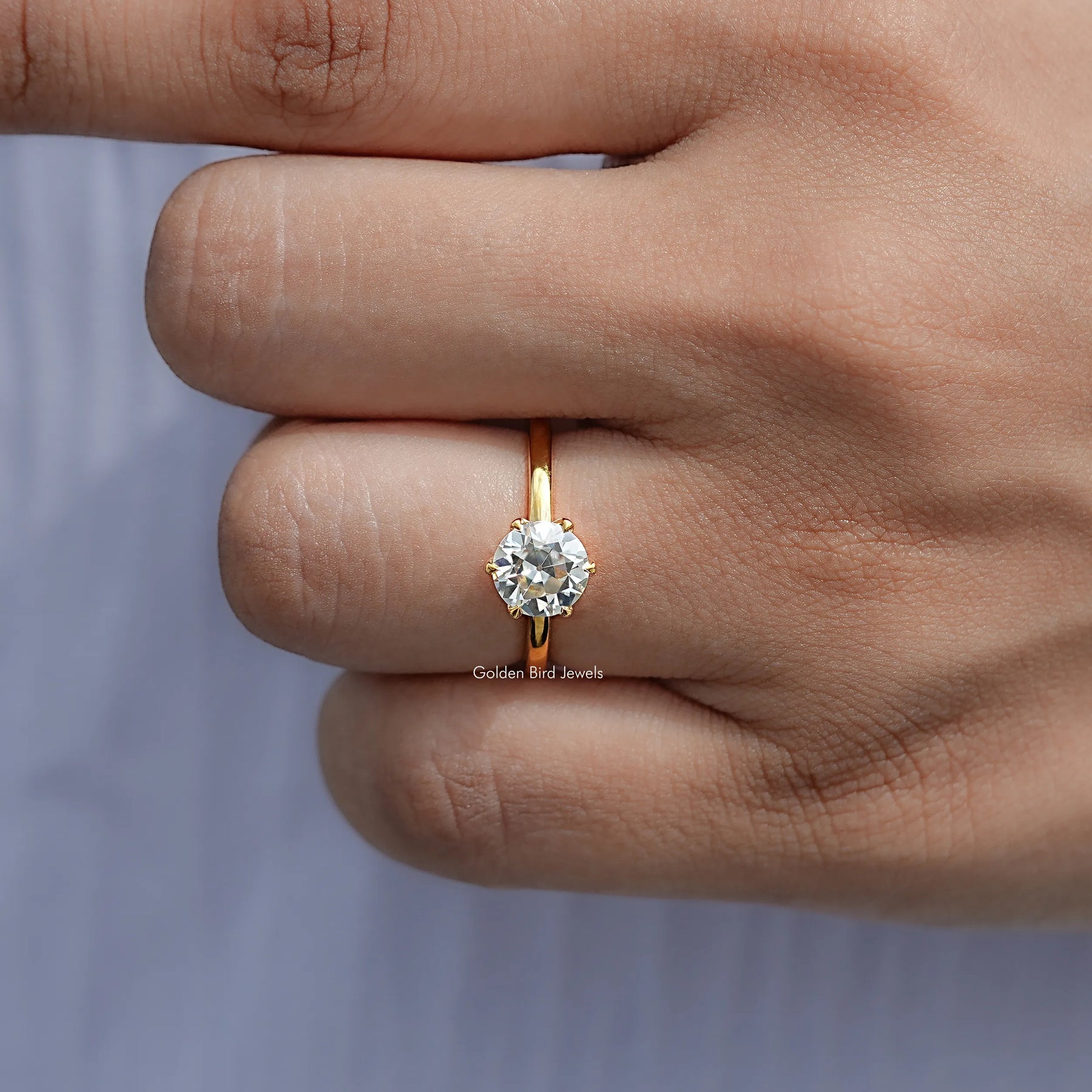 Old European Round Moissanite Engagement Ring