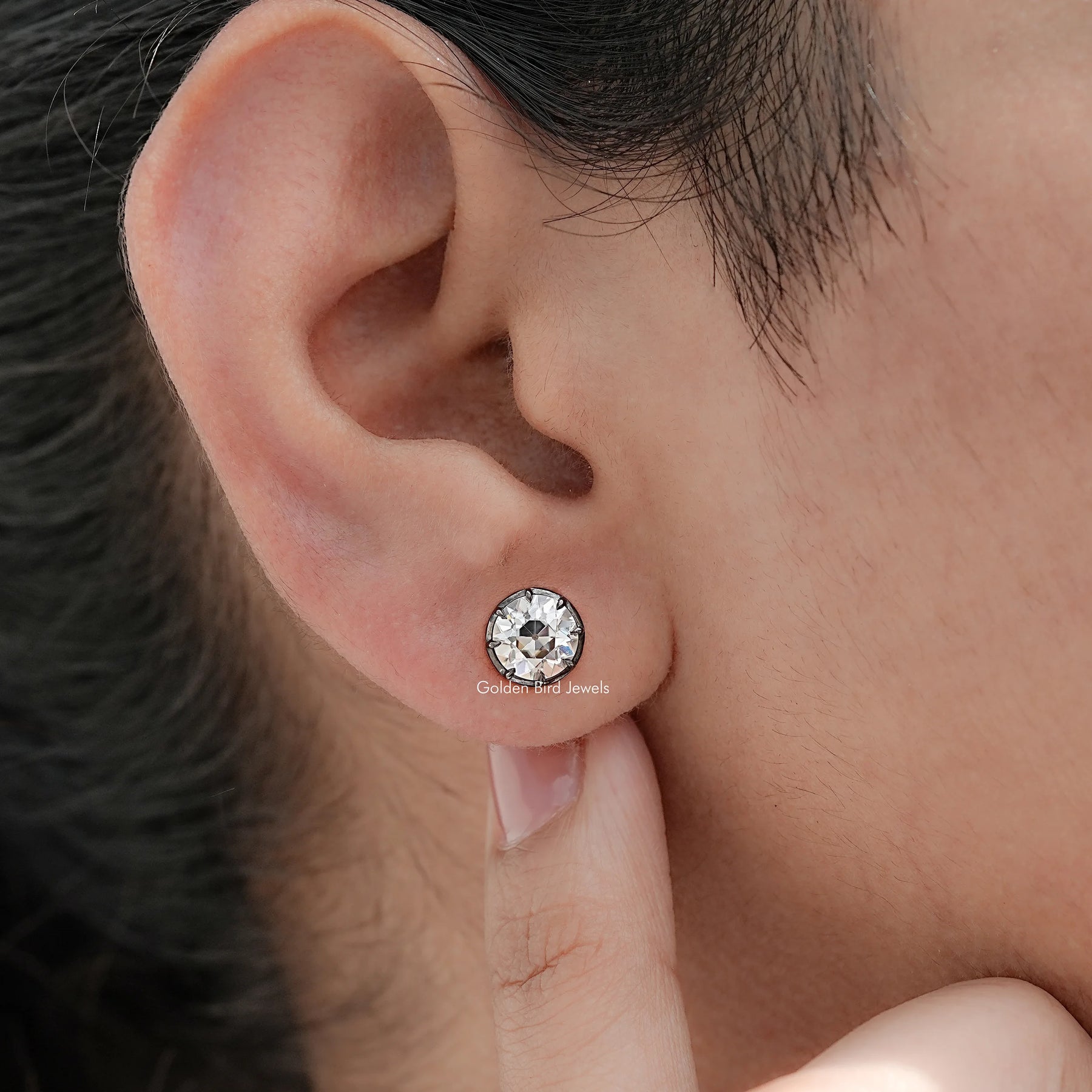 Old European Cut Round Moissanite Studs