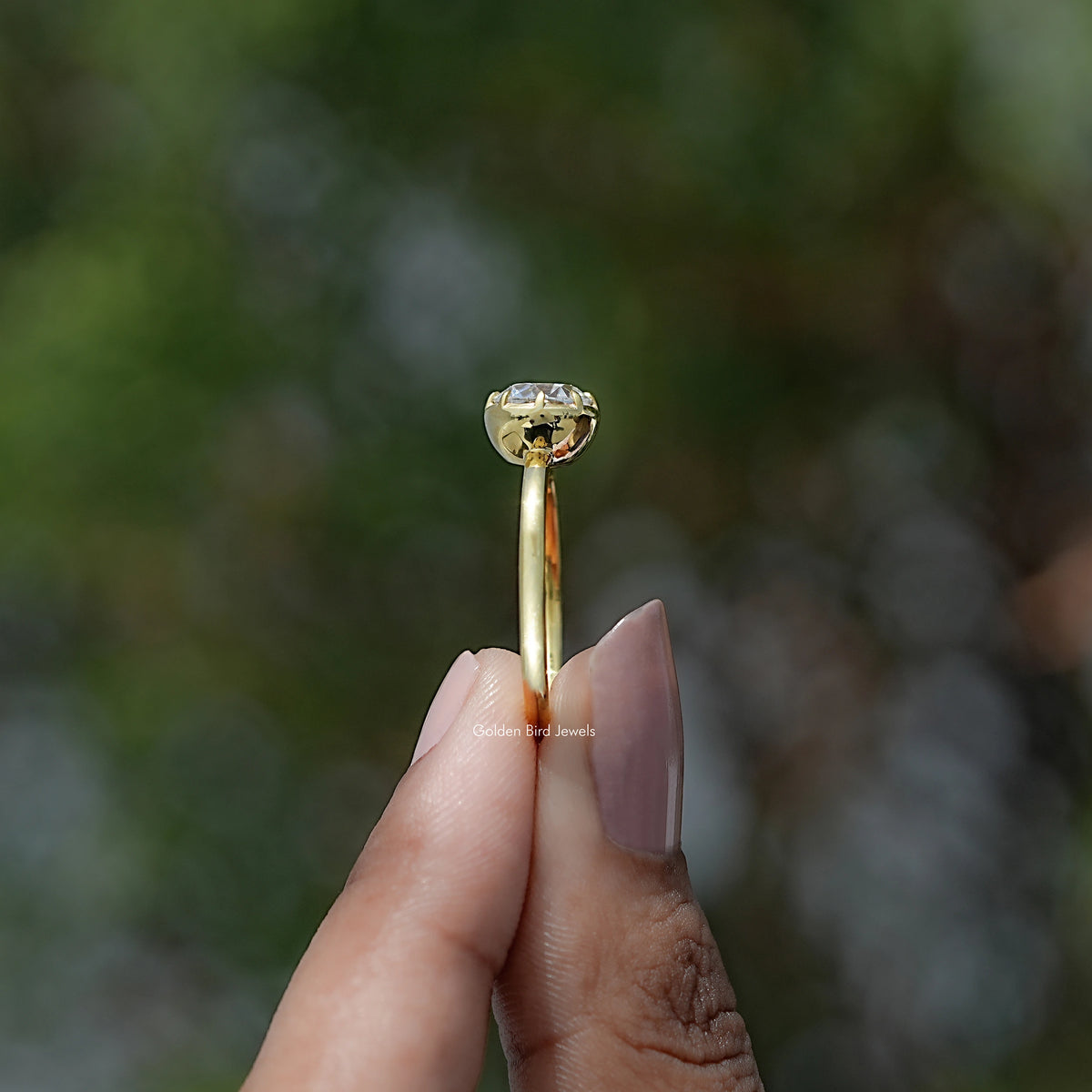 Side View of European Cut Moissanite Solitaire Ring