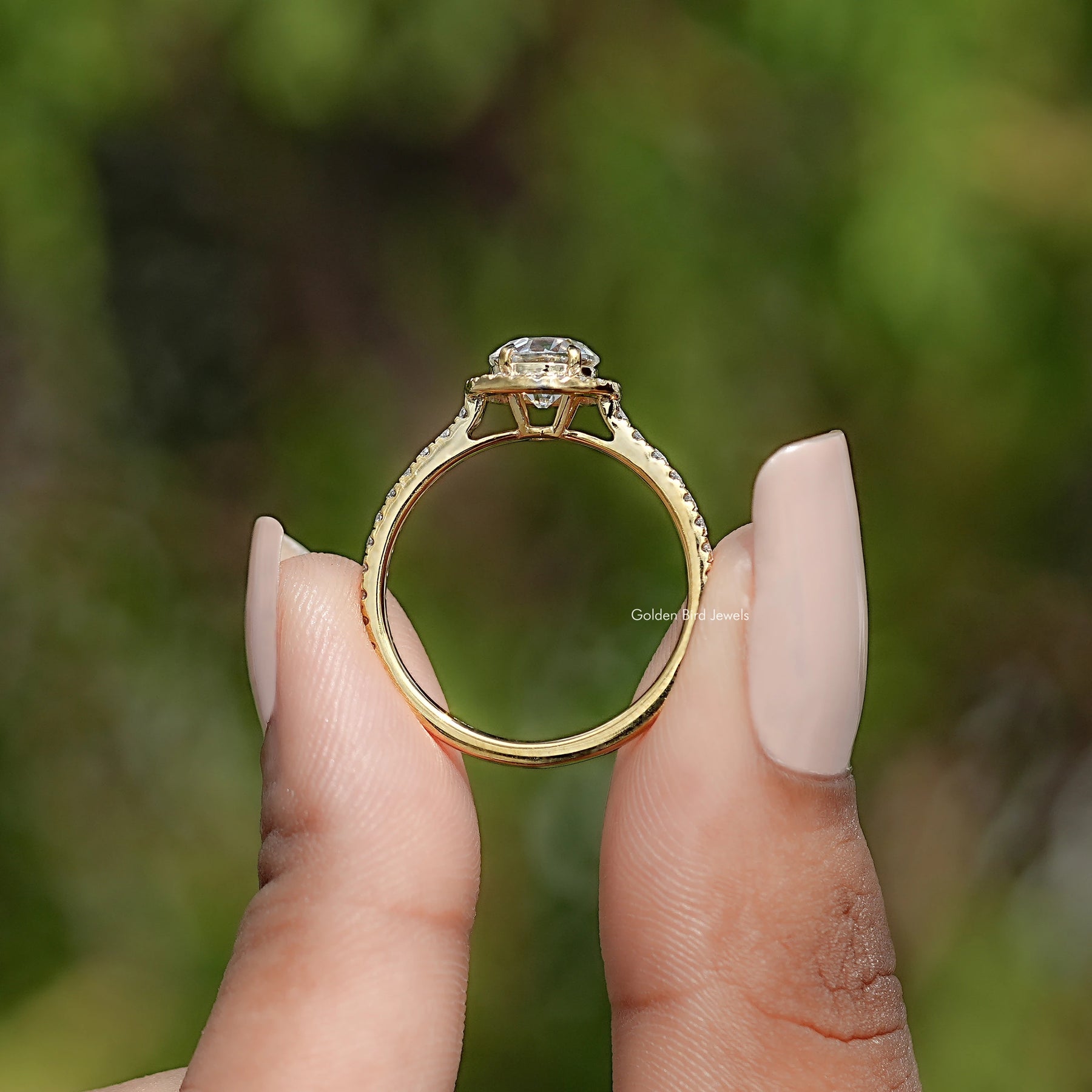 Old European Round Moissanite Halo Accent Ring