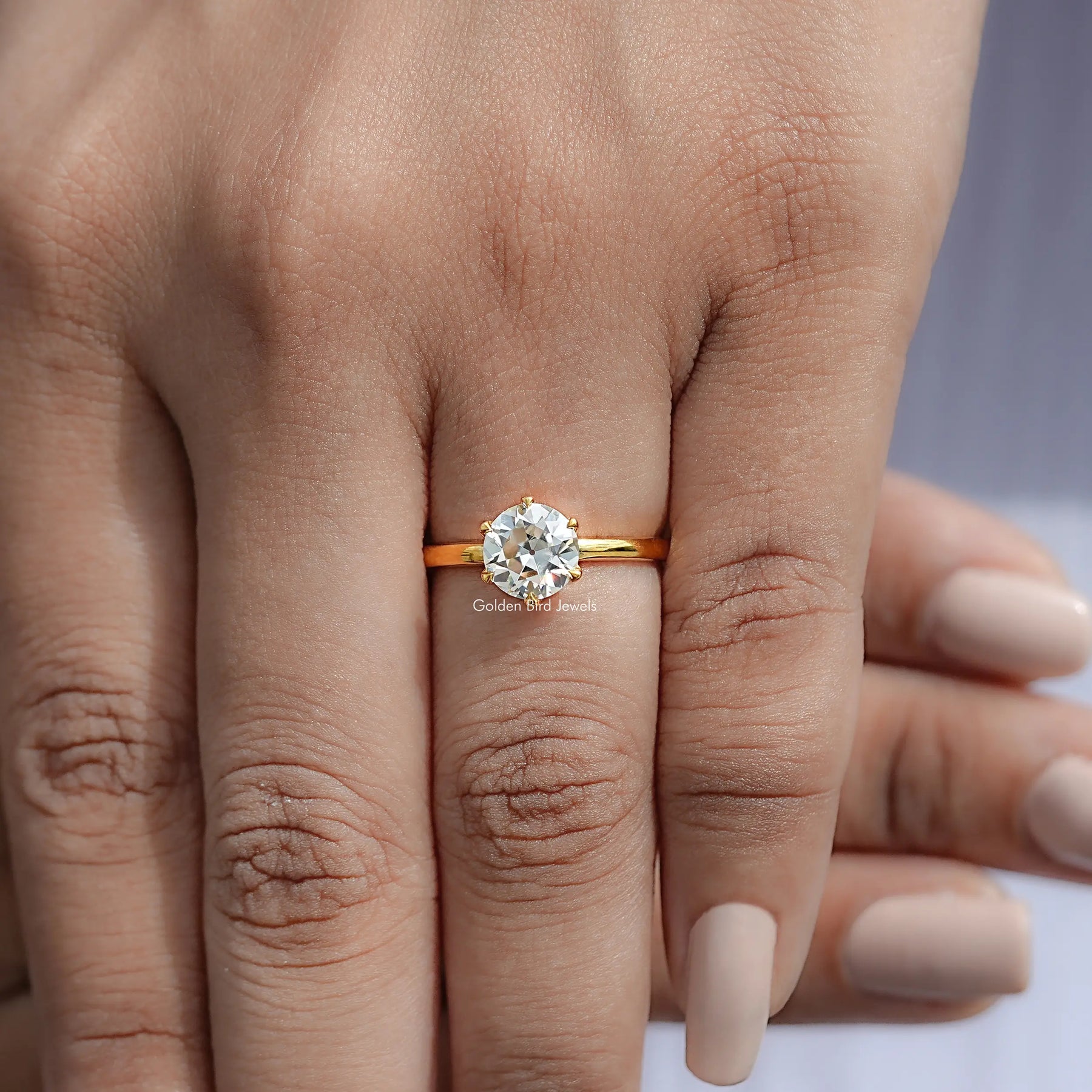 Old European Round Moissanite Engagement Ring