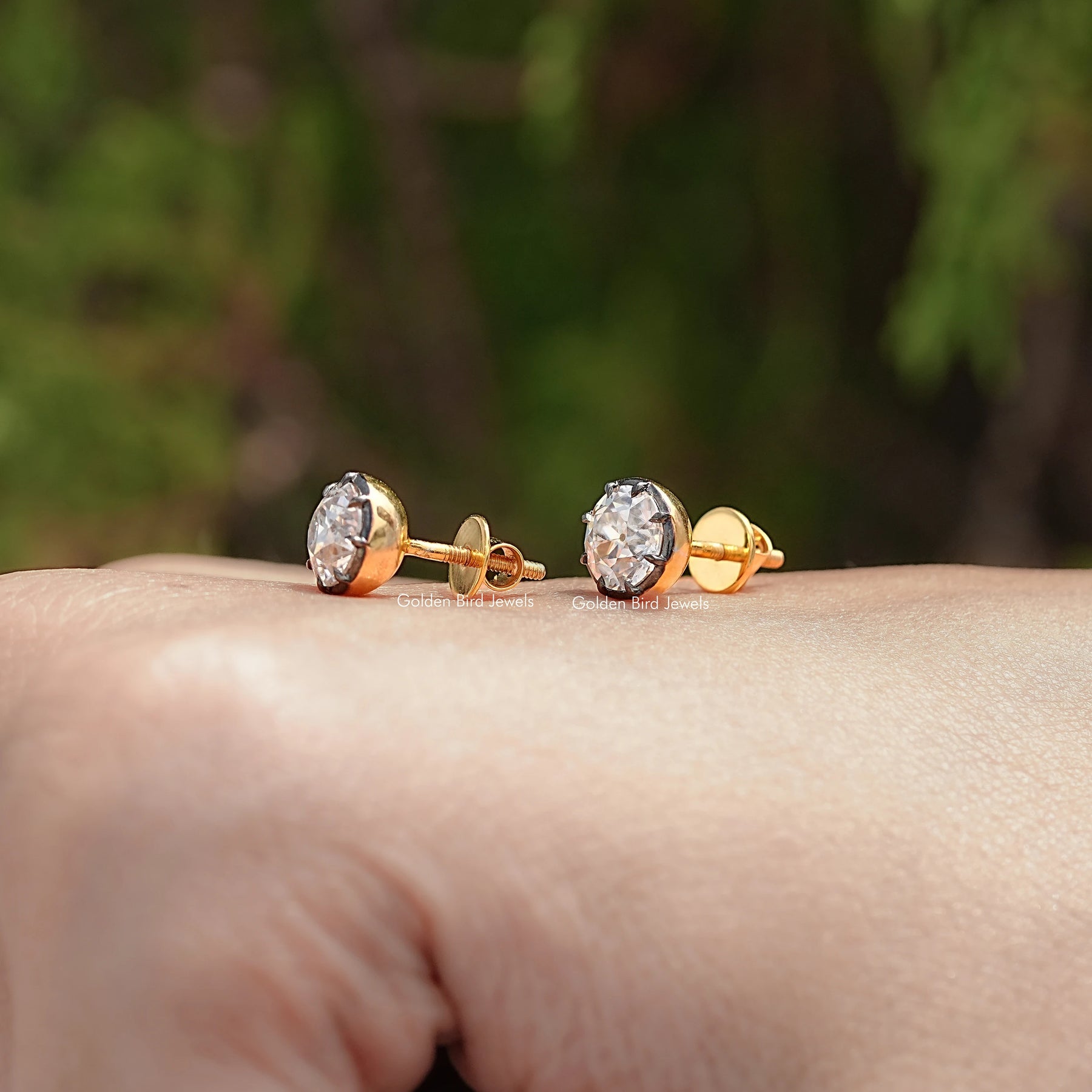 Old European Cut Round Moissanite Studs
