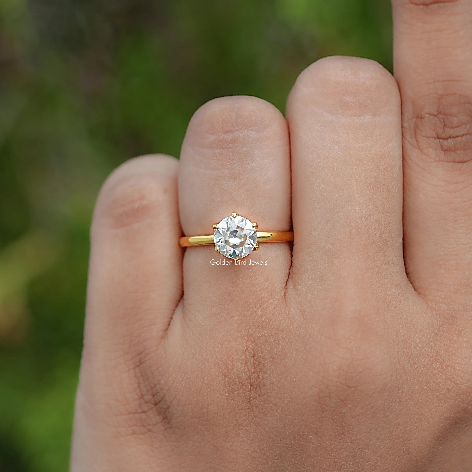 Old European Round Moissanite Engagement Ring