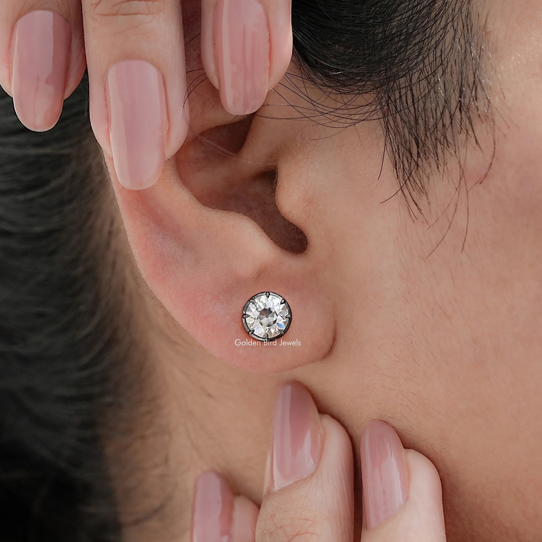 Old European Cut Round Moissanite Studs