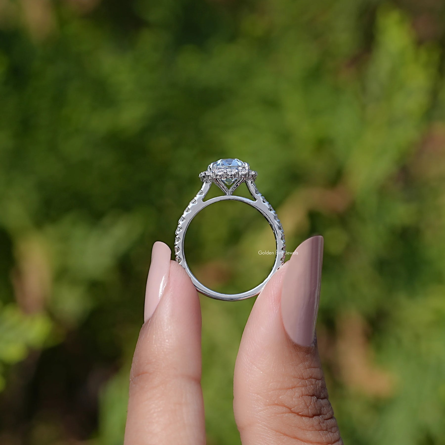 Old Mine Cushion Cut Lab Diamond Halo Ring