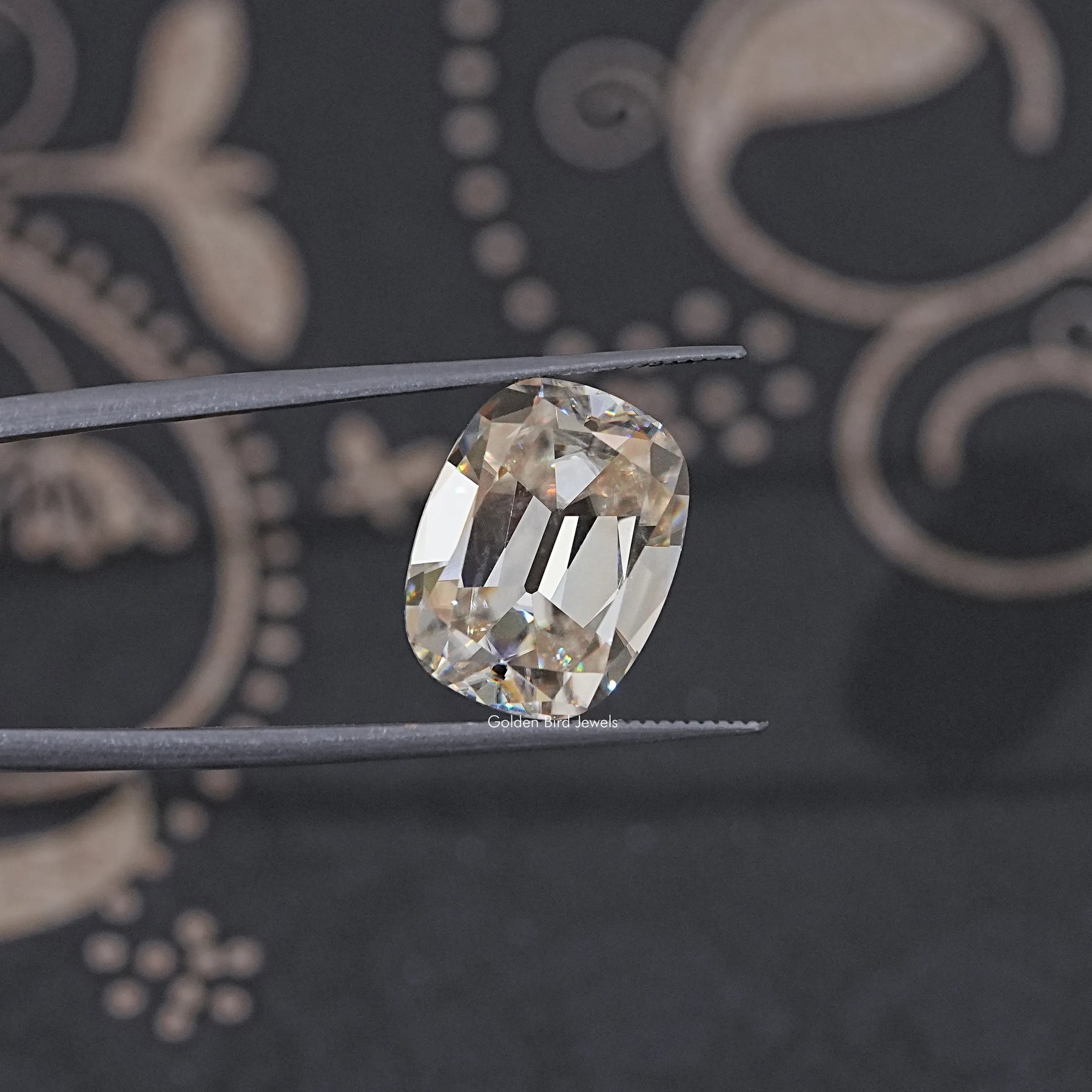 Off White Old Mine Cushion Cut Loose Moissanite