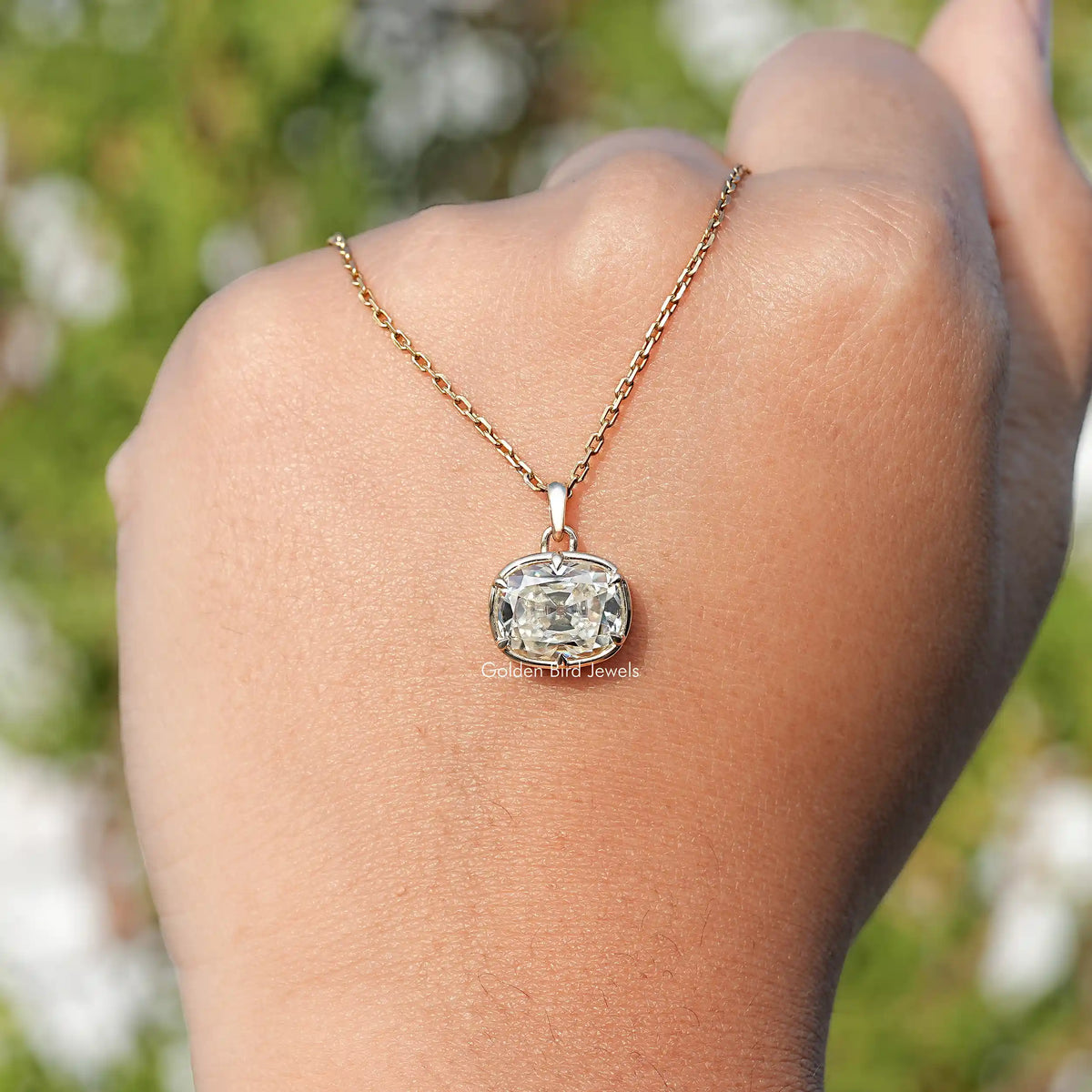 Old Mine Cushion Moissanite Solitaire Pendant
