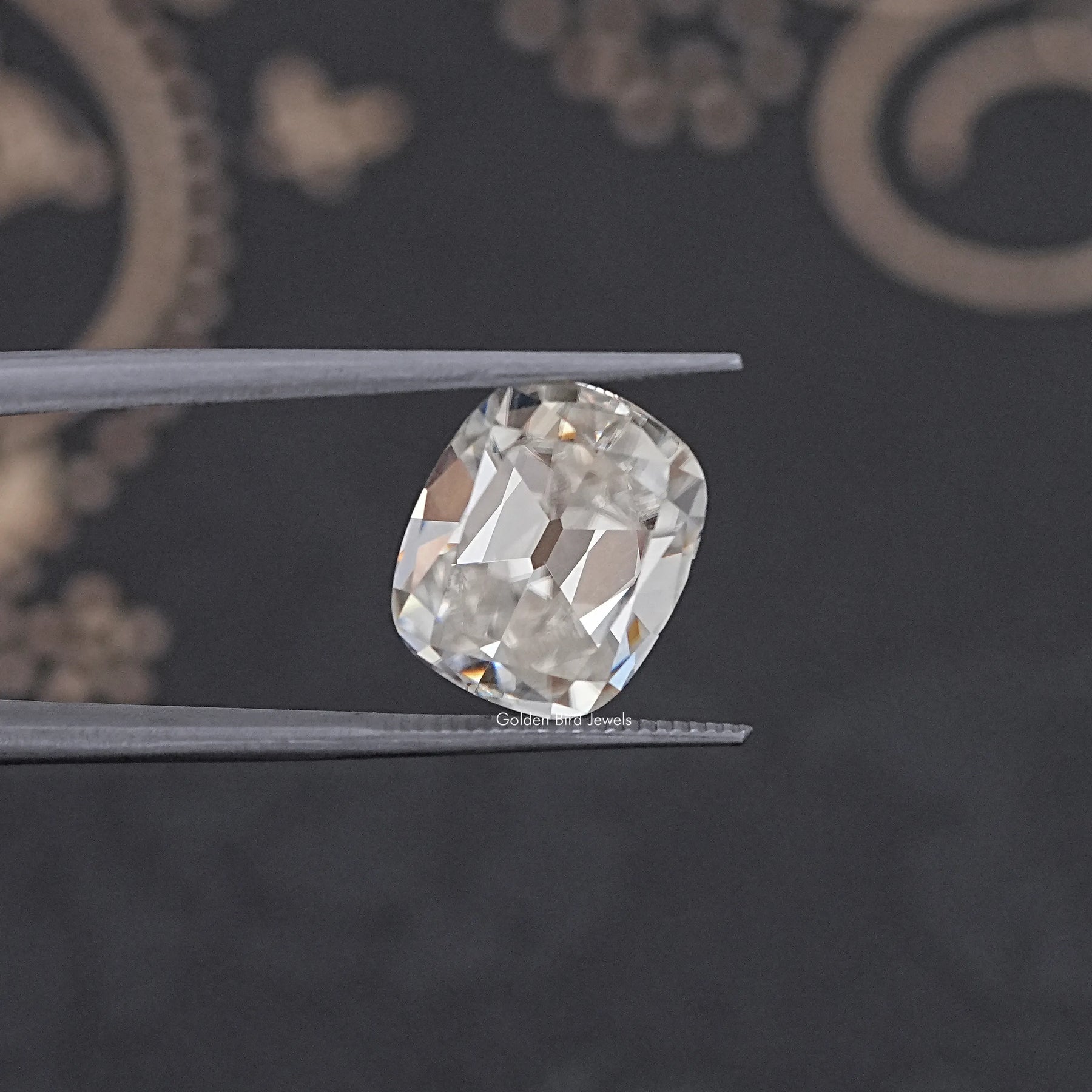 Top View of Old Mine Cushion Loose Moissanite Stone