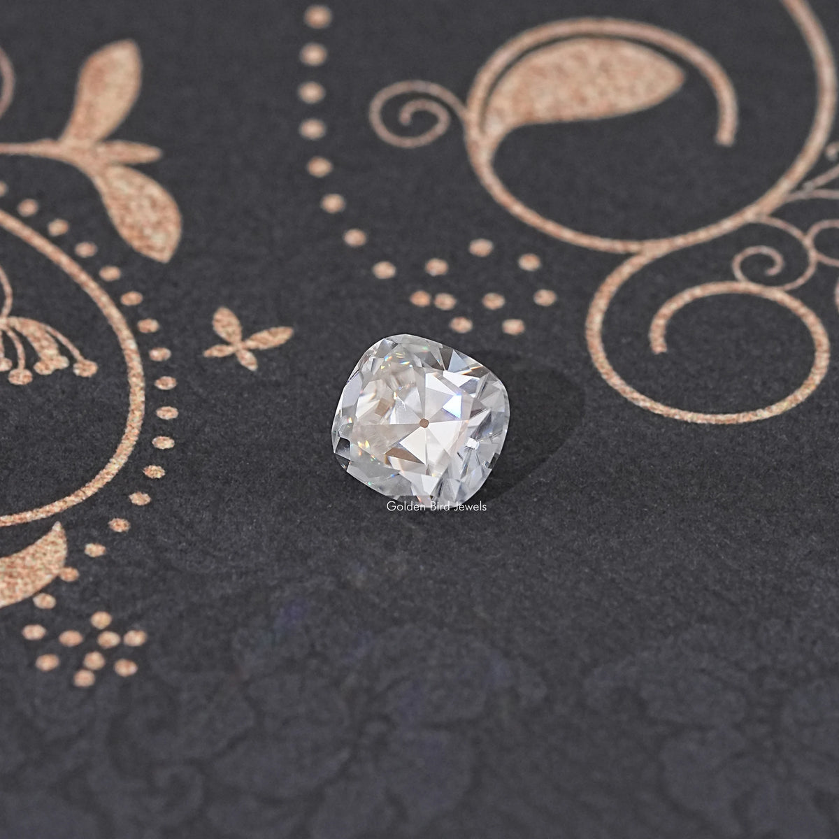 Back View Of Old Mine Cushion Cut Loose Moissanite Stone