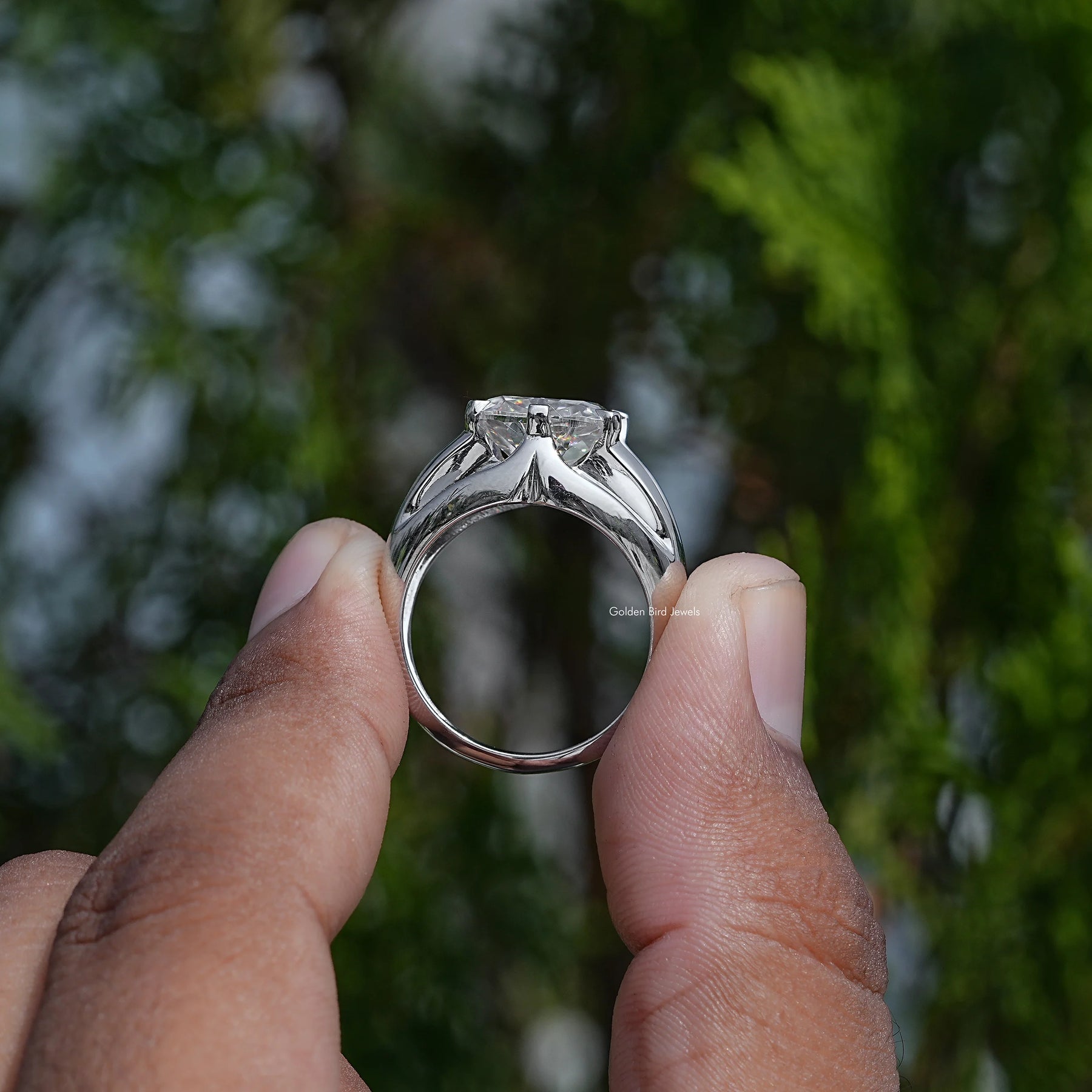 Old Mine Cushion Cut Moissanite Solitaire Ring