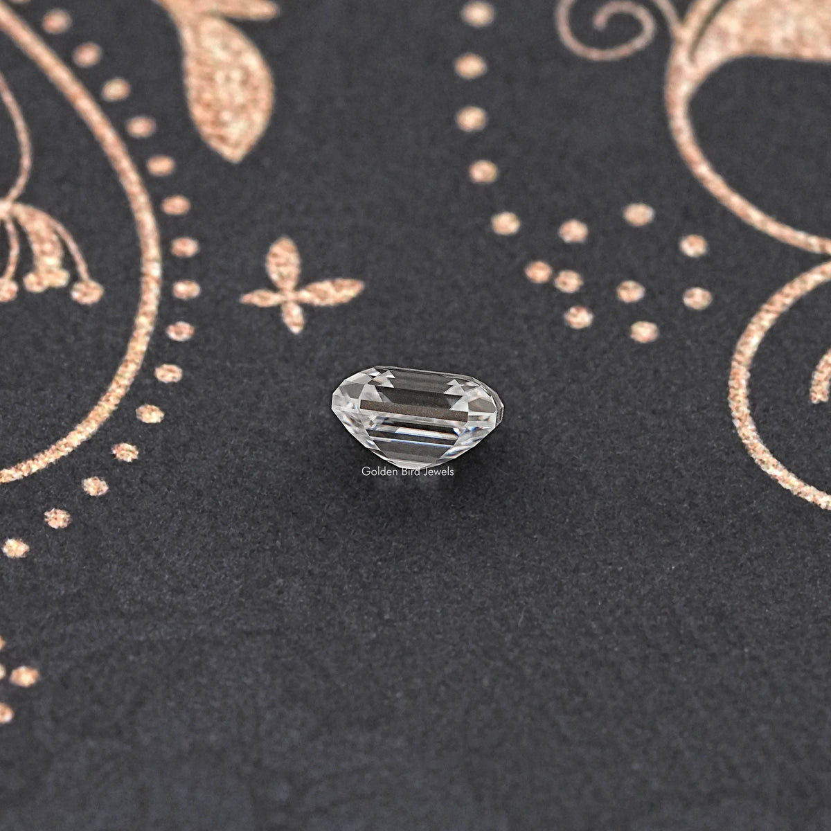 Side View of Old Mine Cut Emerald Moissanite Loose Stone