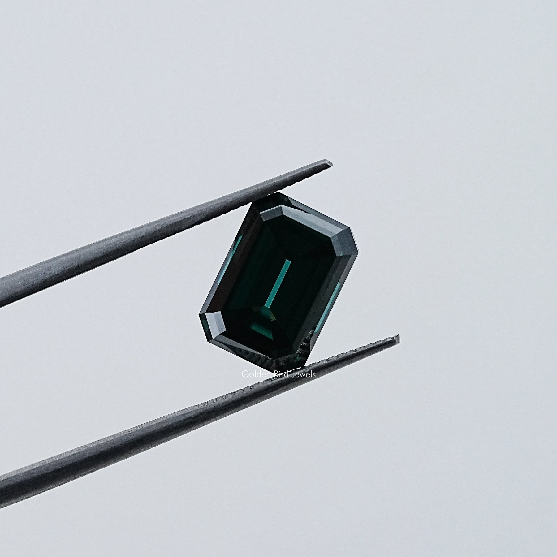 Dark Green Old Mine Emerald Cut Loose Moissanite