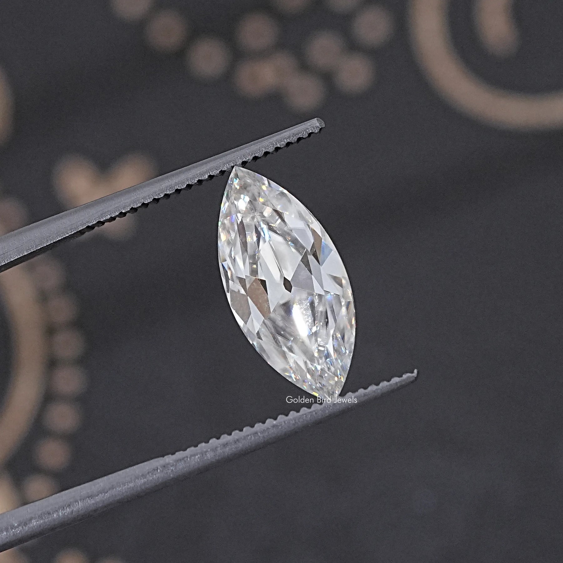 Detailed View Of Old Mine Marquise Cut Loose Moissanite Stone