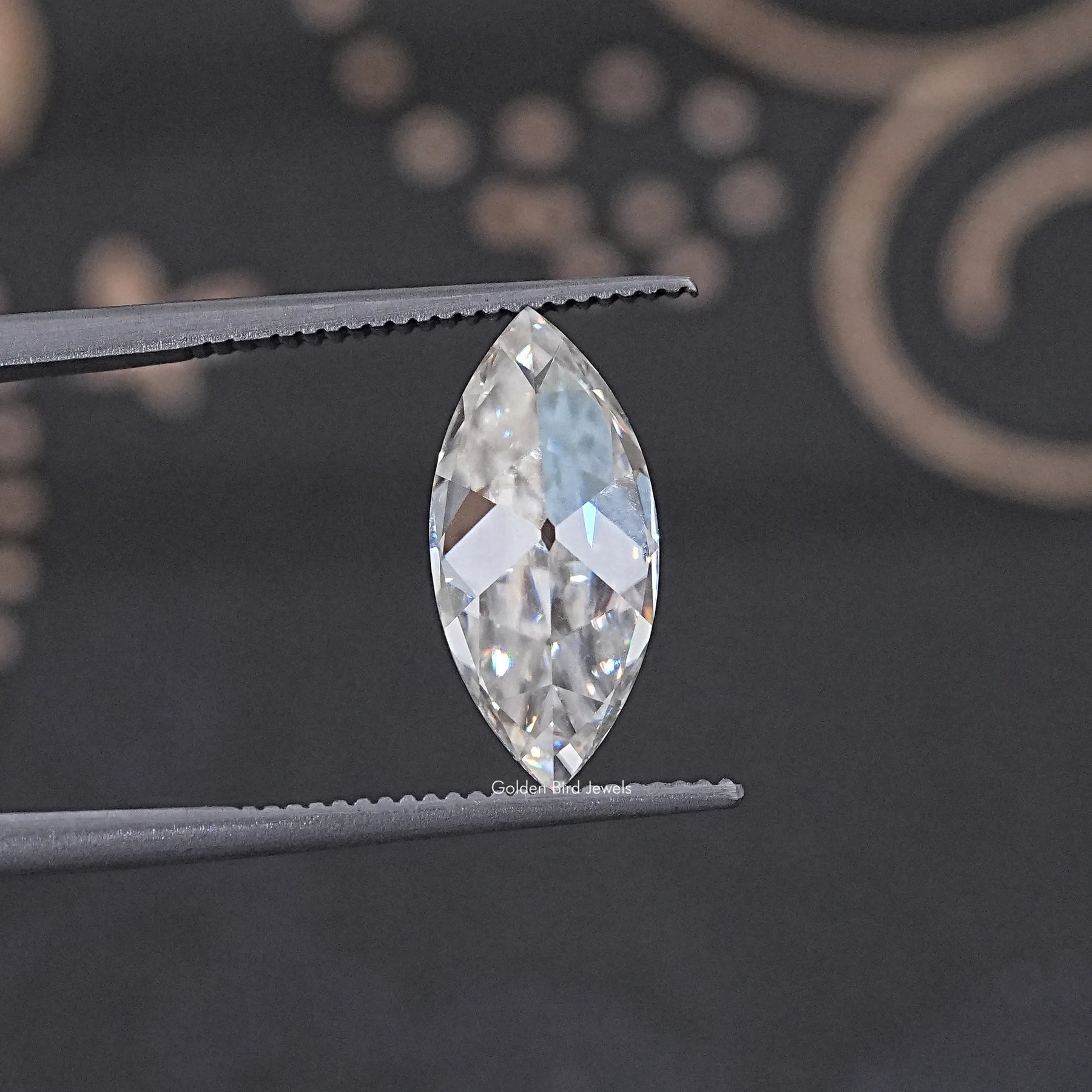 Back View Of Old Mine Marquise Cut Loose Moissanite Stone