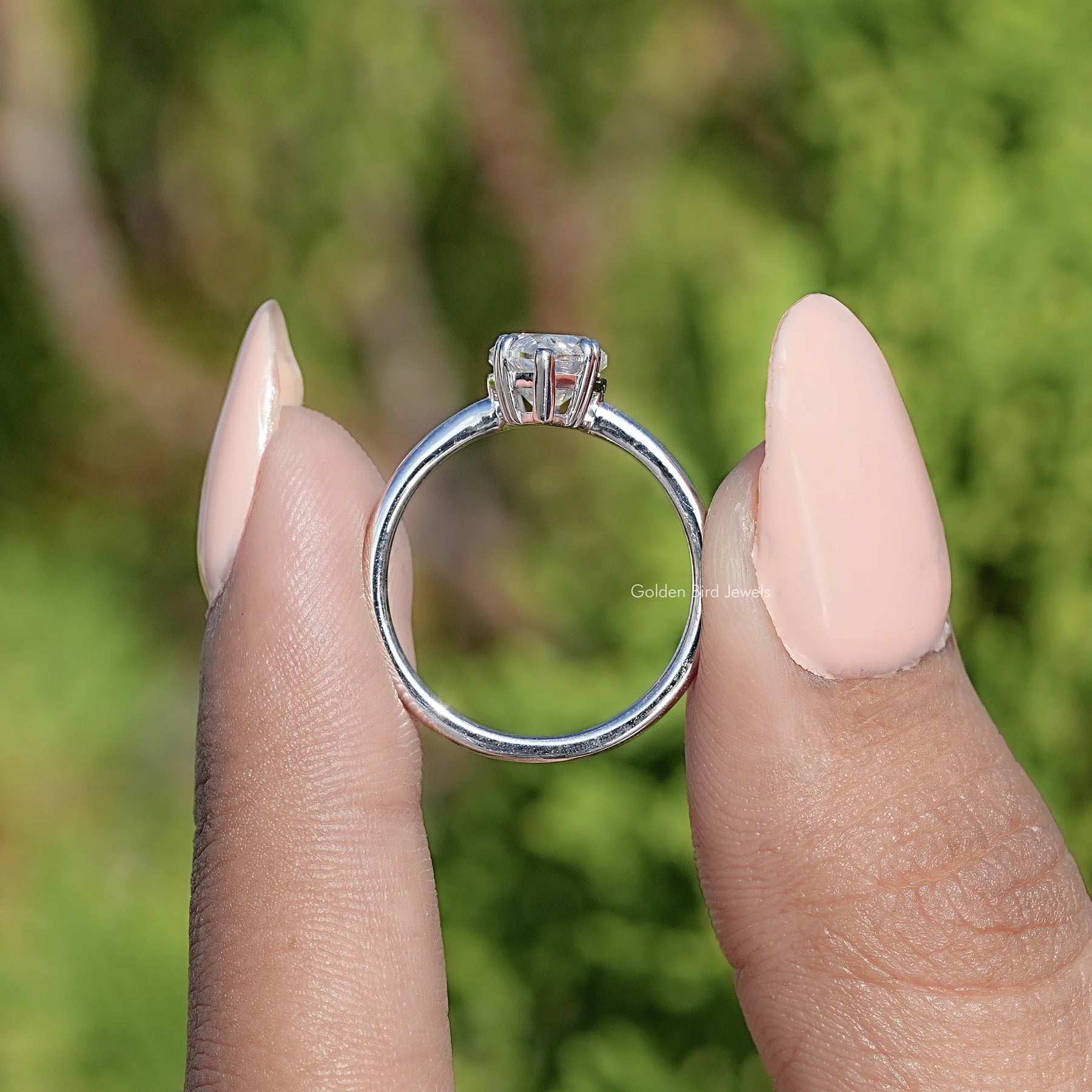 Near Colorless Old Mine Marquise Moissanite Ring