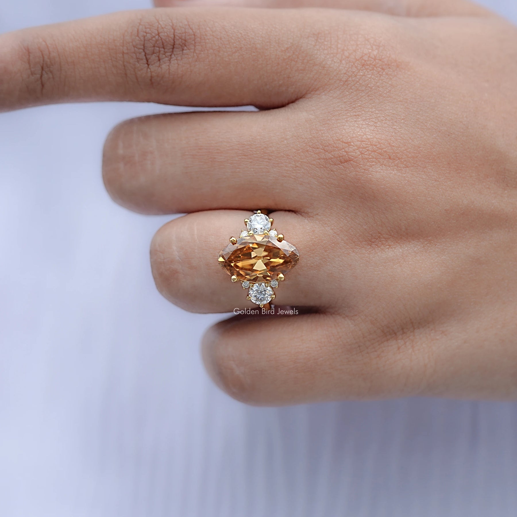 Moissanite Old Mine Moval Engagement Ring