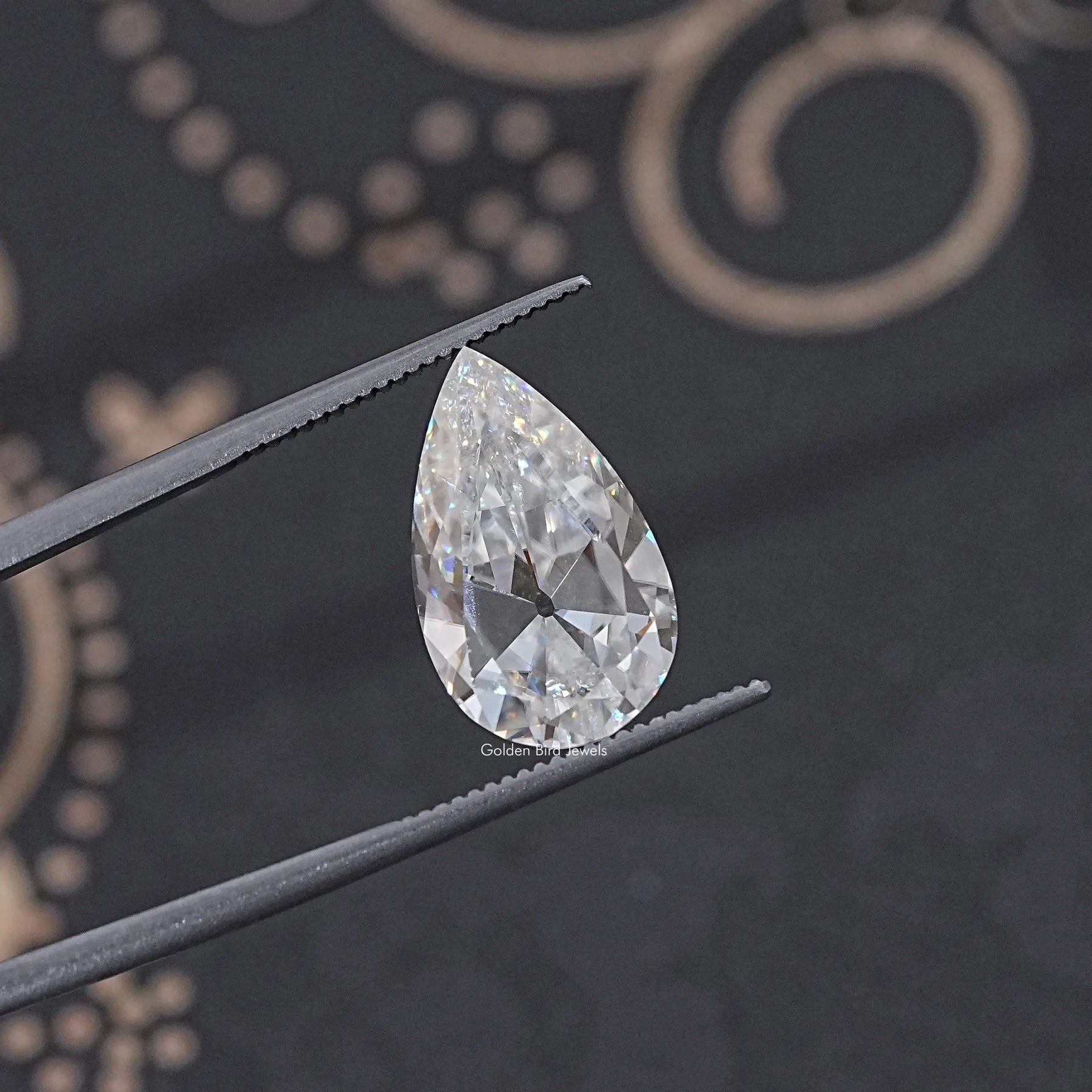 Front View Of Old Mine Pear Cut Loose Moissanite Stone