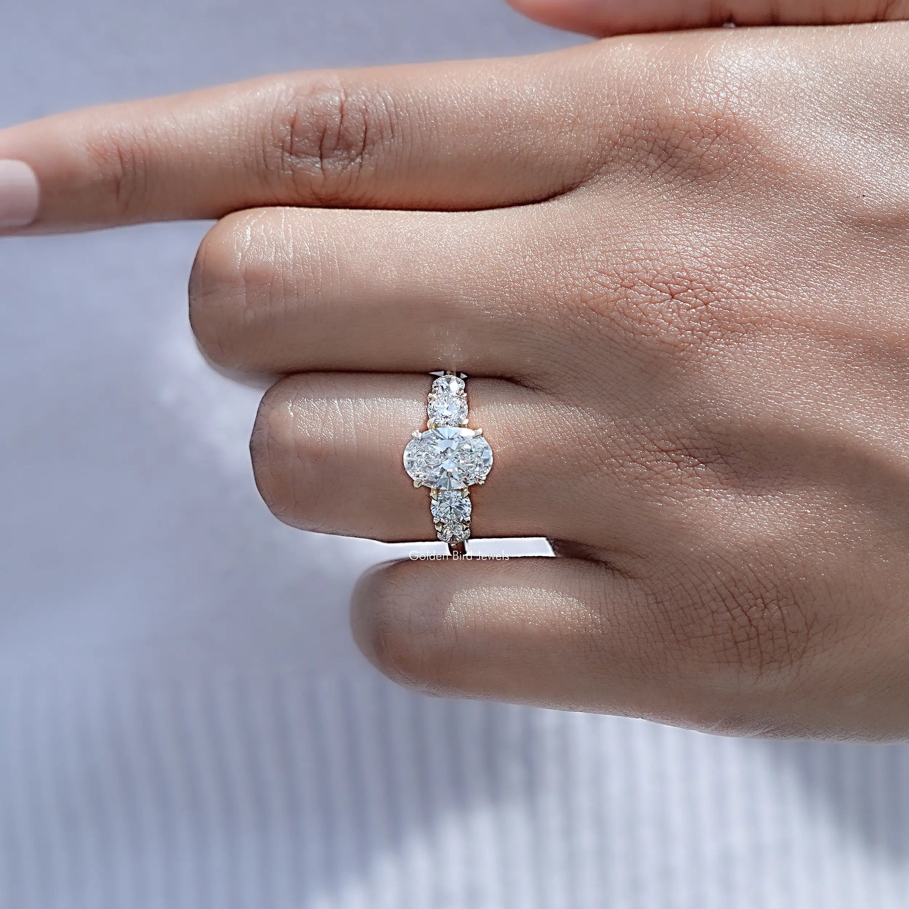 Oval Cut Lab Grown Diamond Five Stone Ring