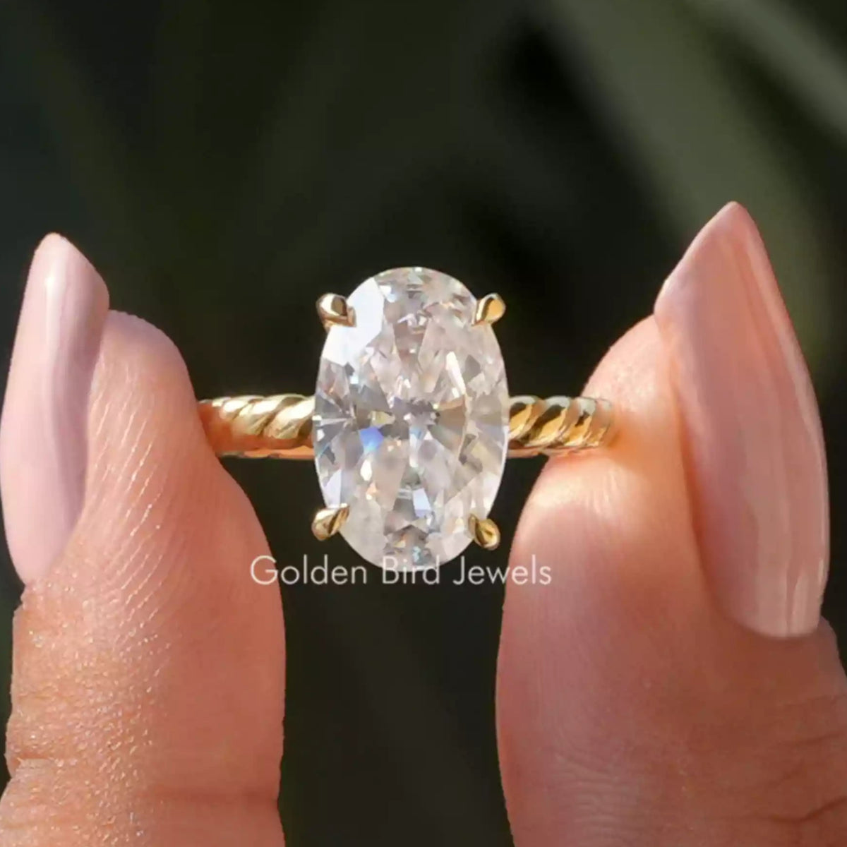 Oval Cut Moissanite Solitaire Engagement Ring