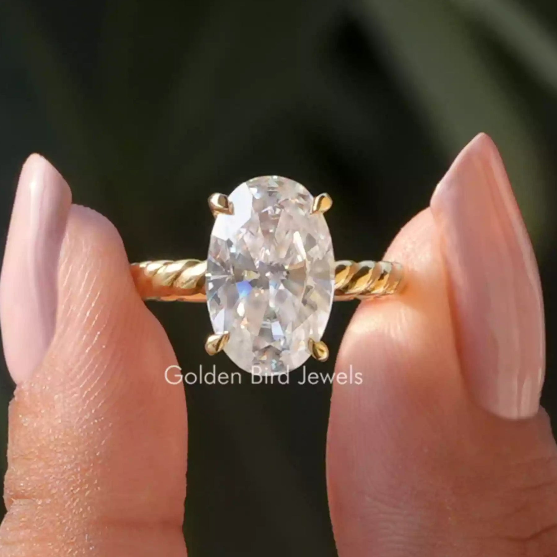 Oval Cut Moissanite Solitaire Engagement Ring
